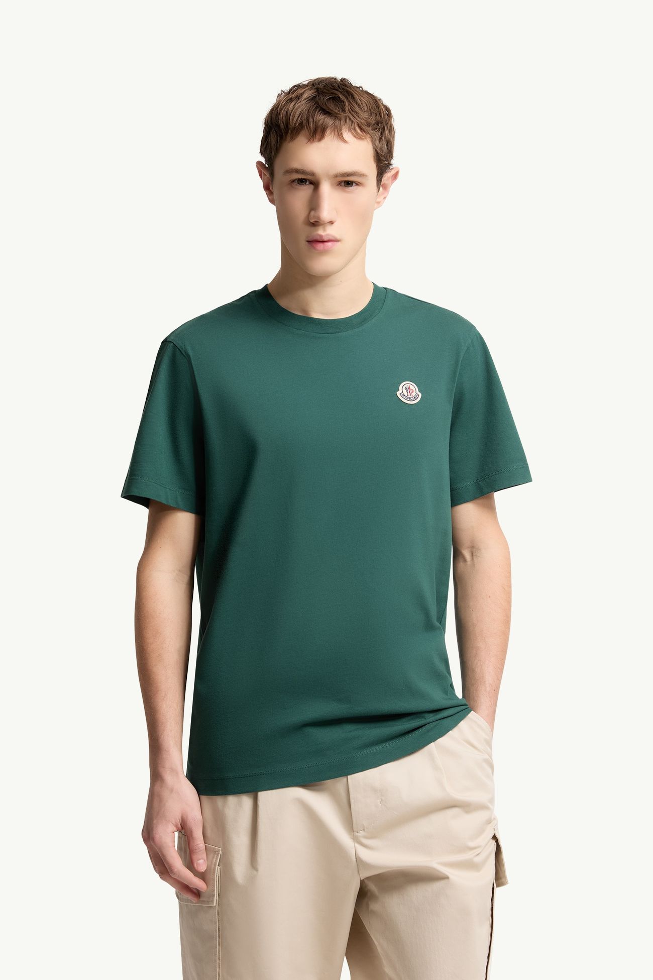 Camiseta de algodón con parche con logotipo (pack de 3) Hombre Blanco, negro y verde Moncler 3