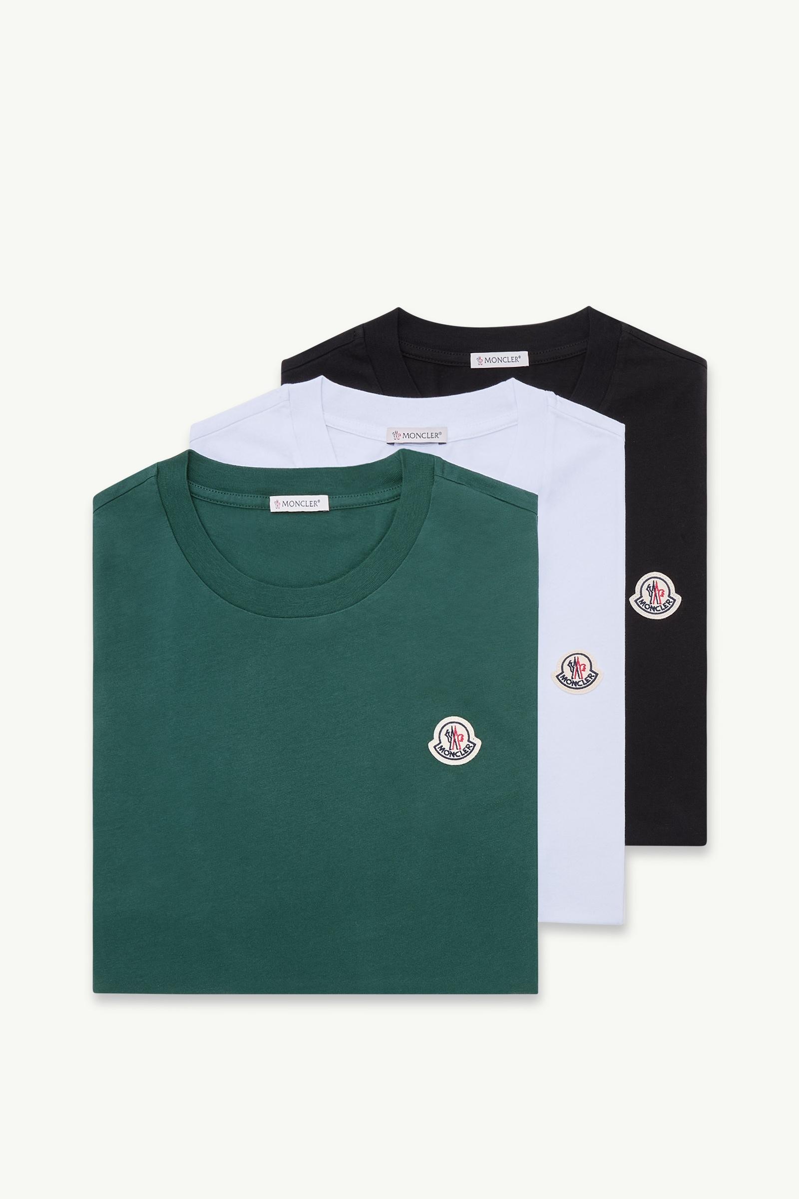 T-Shirt aus Baumwolle mit Logoaufnäher (3er-Pack) Herren Weiß & Schwarz & Grün Moncler