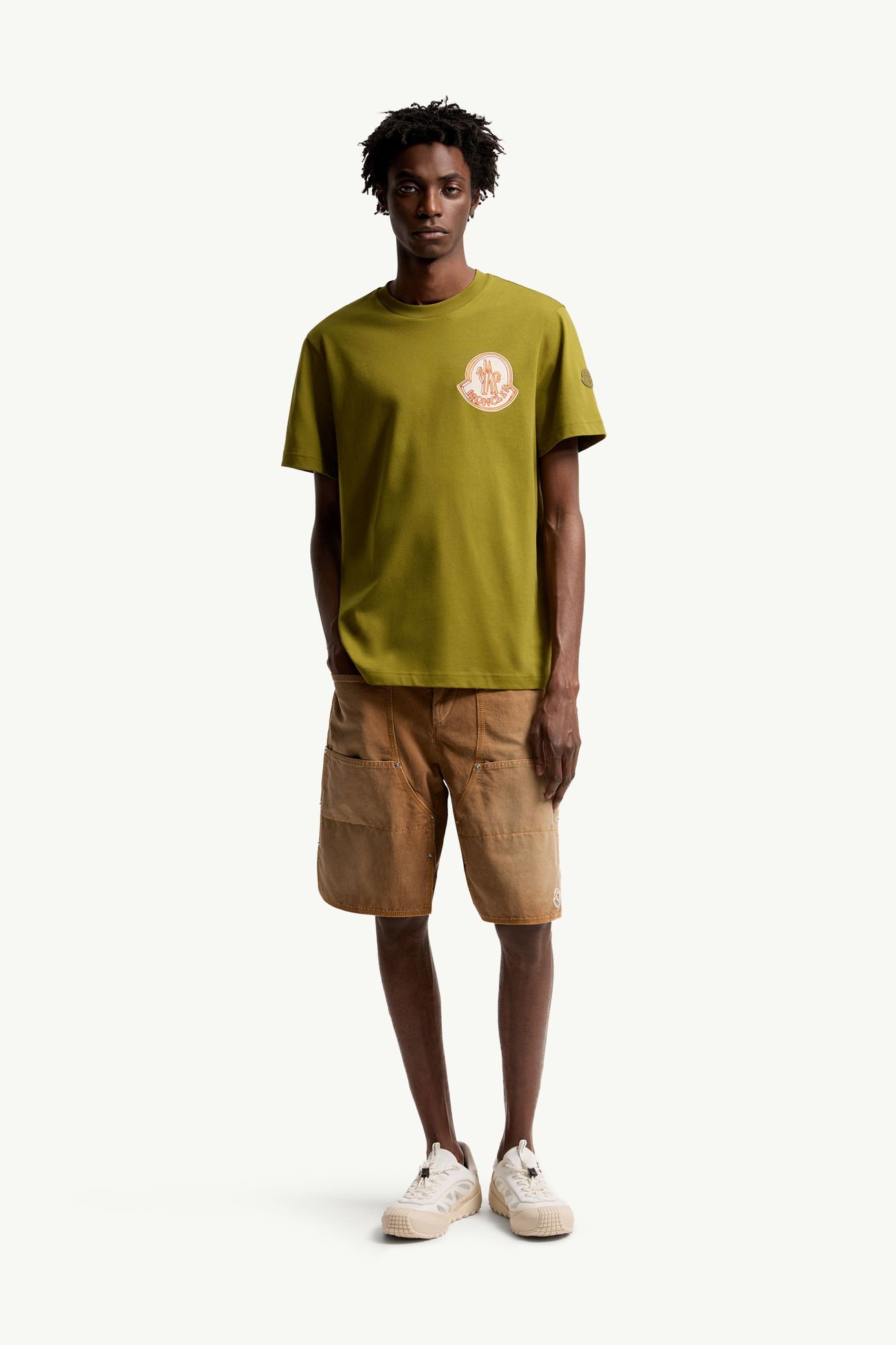 Camiseta de algodón con logotipo Hombre Verde Oliva Moncler 0