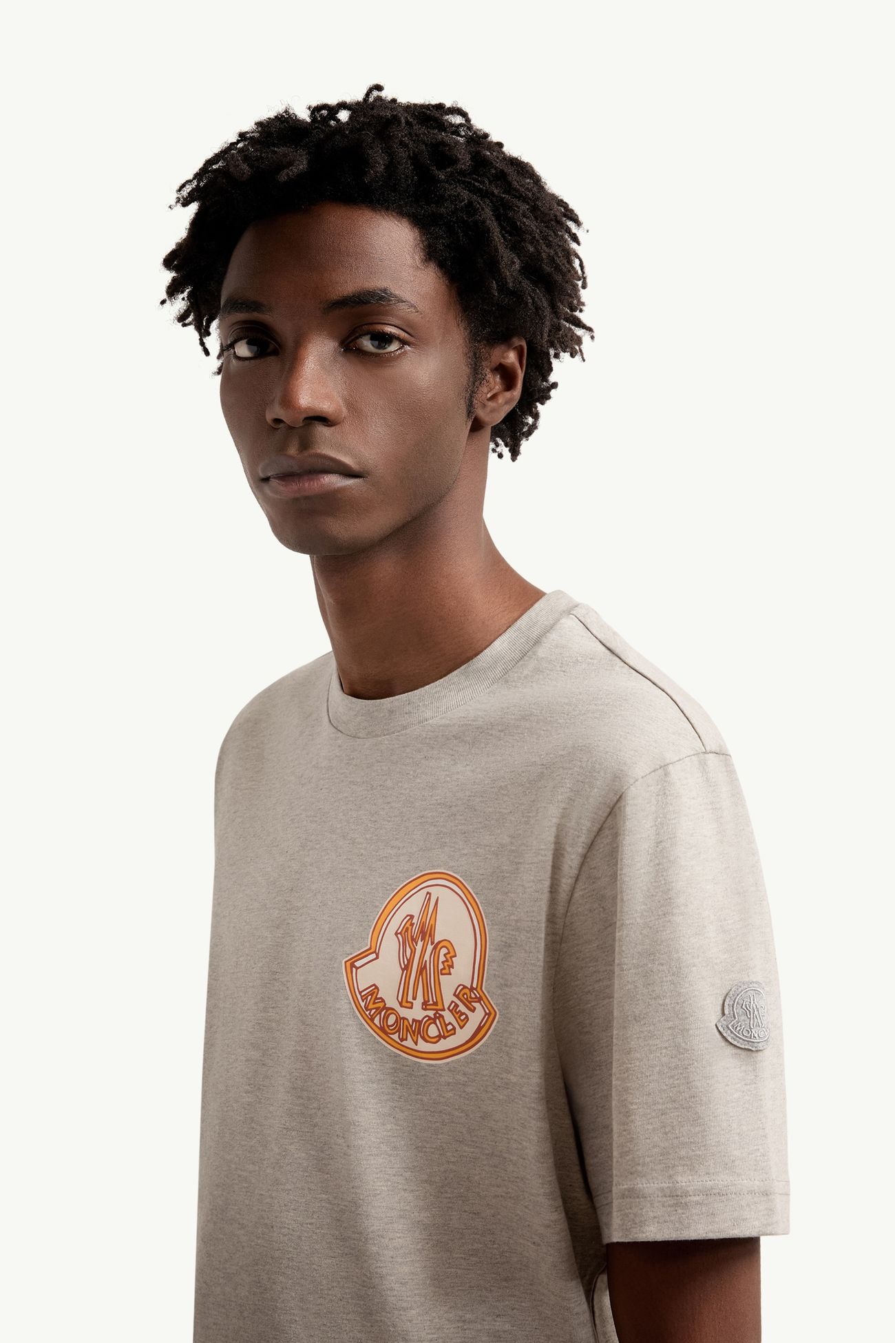 T-Shirt aus Baumwolle mit Logo Herren Hellgrau Moncler 1