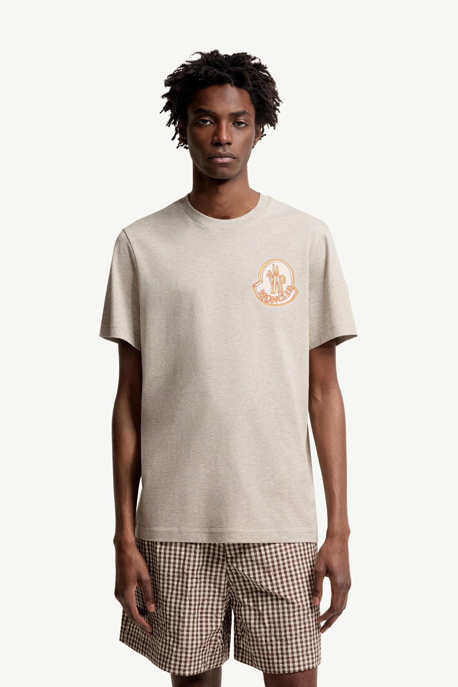 Light Grey Logo Cotton T-Shirt - Polos & T-shirts for Men | Moncler US
