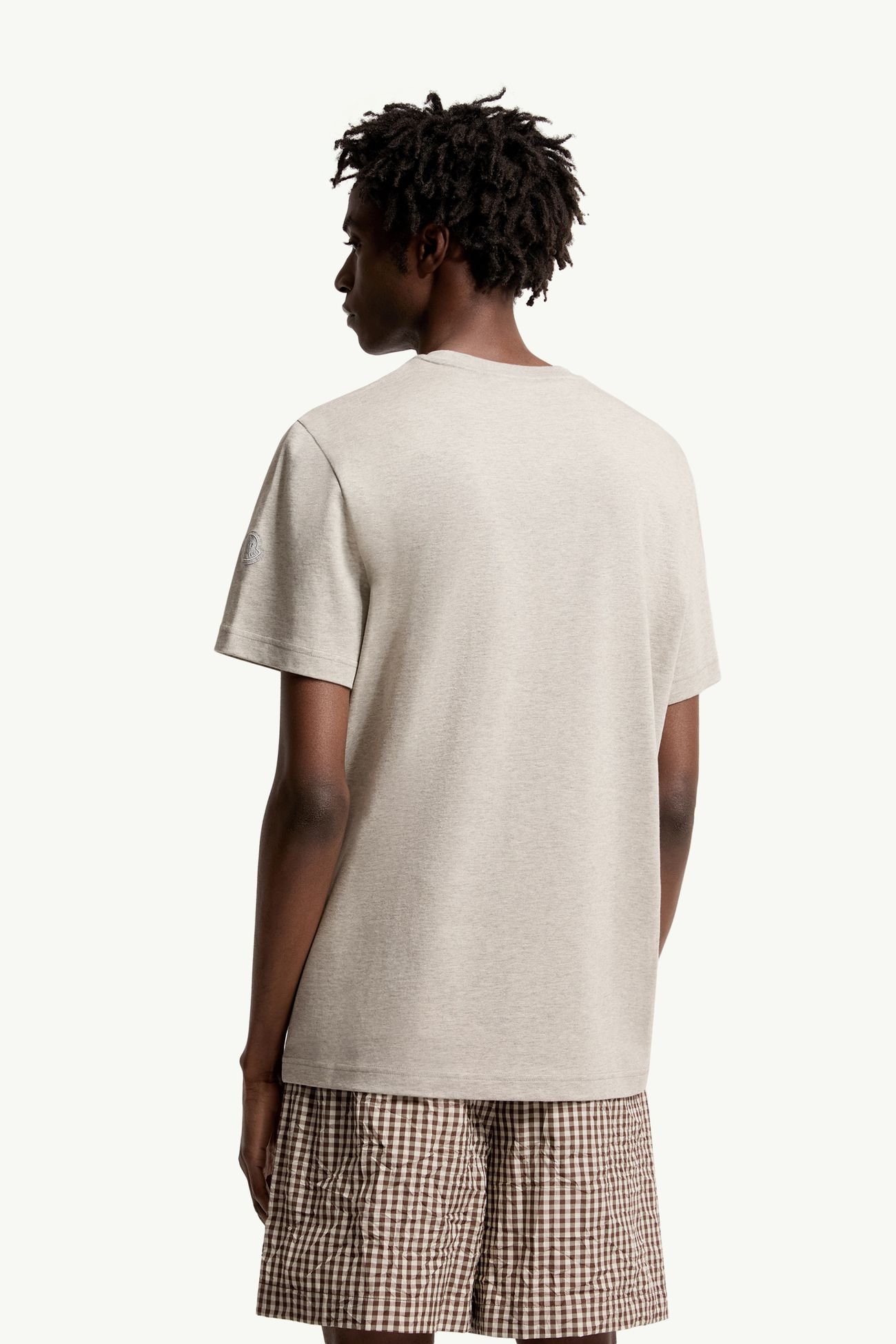 Logo Cotton T-Shirt Men Light Gray Moncler 4