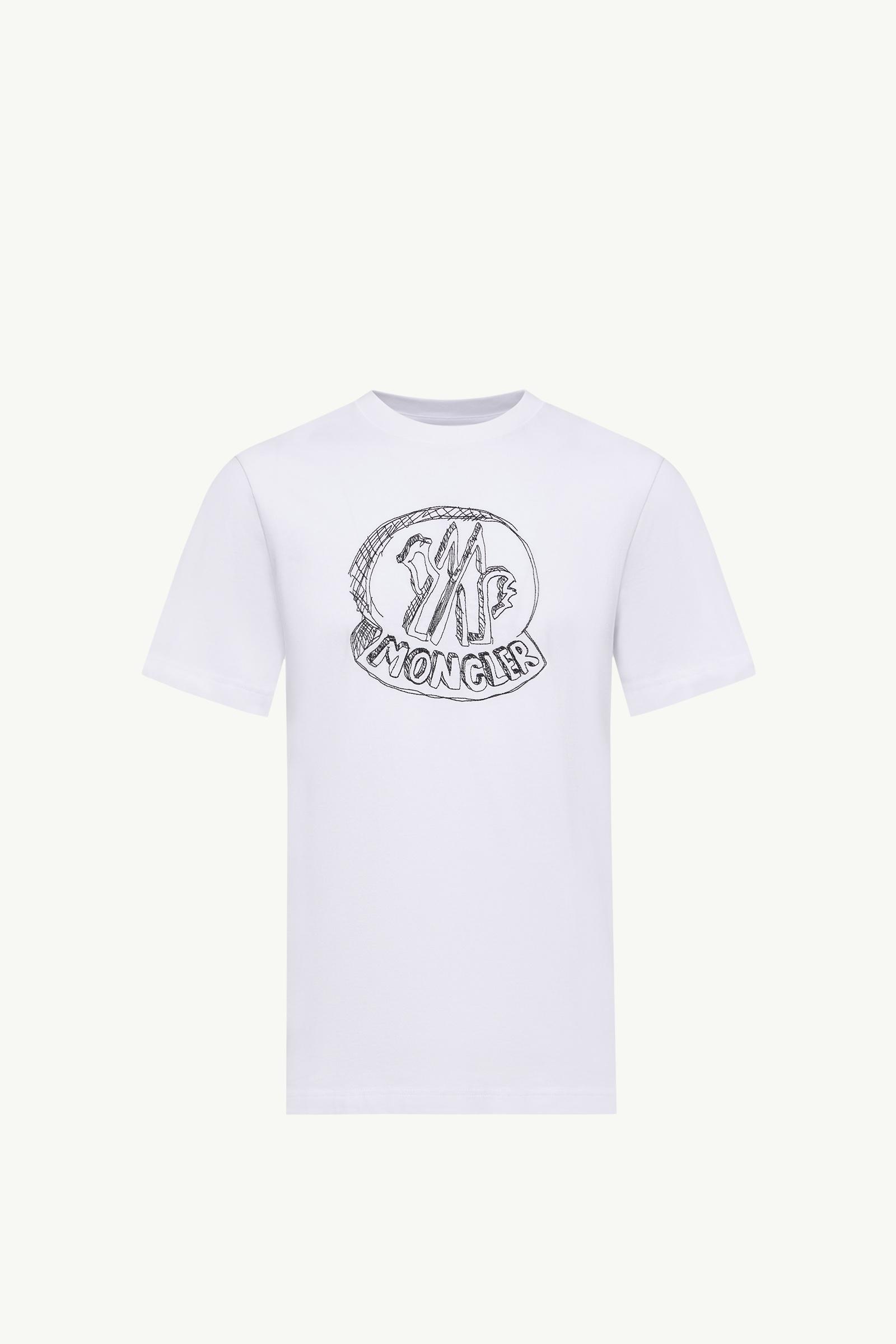 Sketch T-Shirt aus Baumwolle mit besticktem Logo Herren Weiß Moncler, 1 of 0
