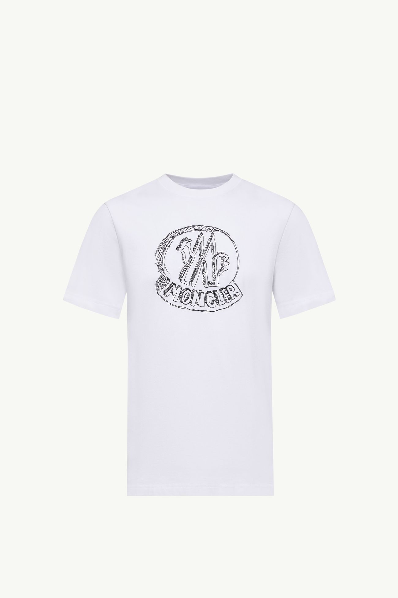 T-shirt in cotone con logo ricamato effetto schizzo Uomo Bianco Moncler 2