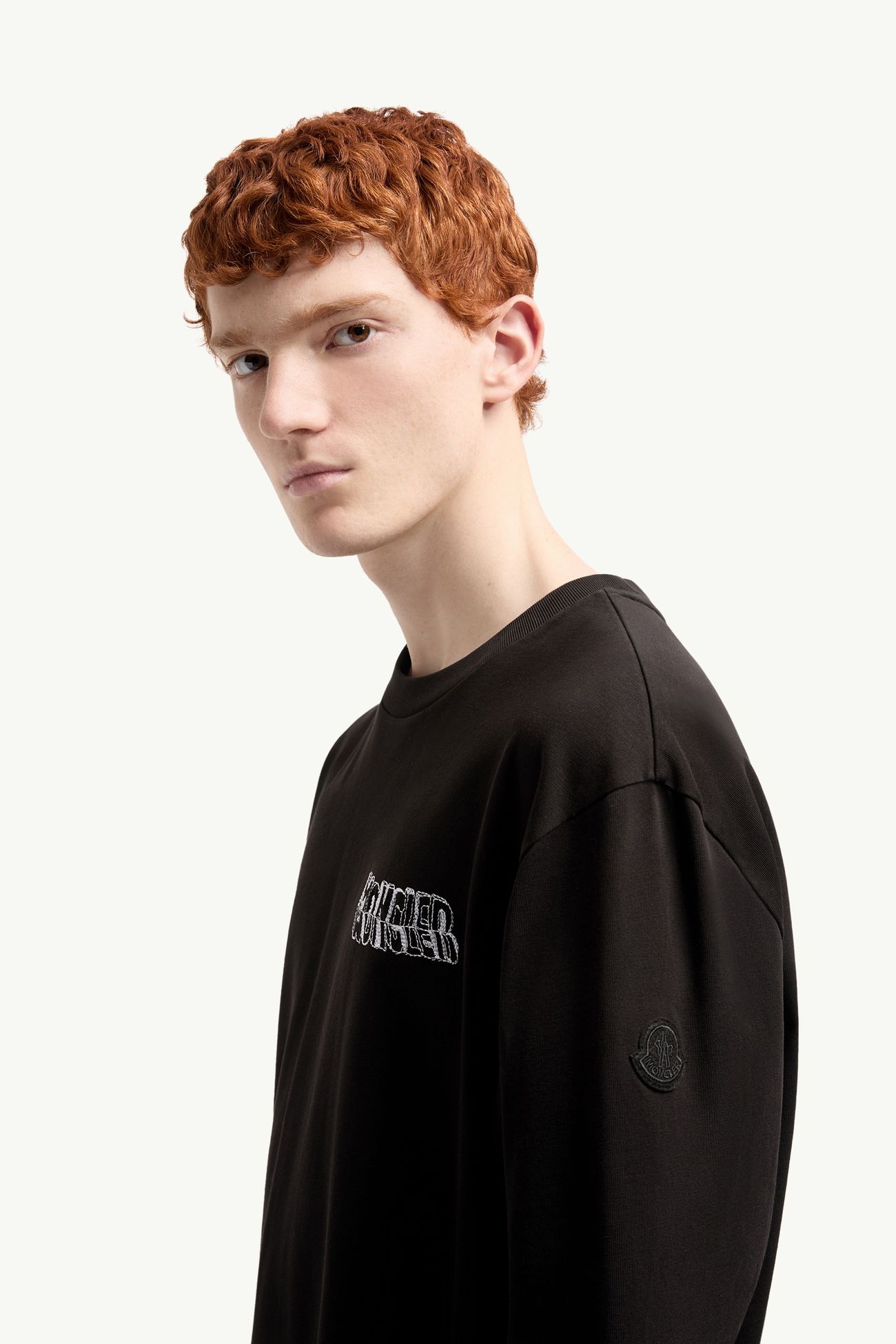 Sketch T-Shirt aus Baumwolle mit besticktem Logo Herren Schwarz Moncler 1