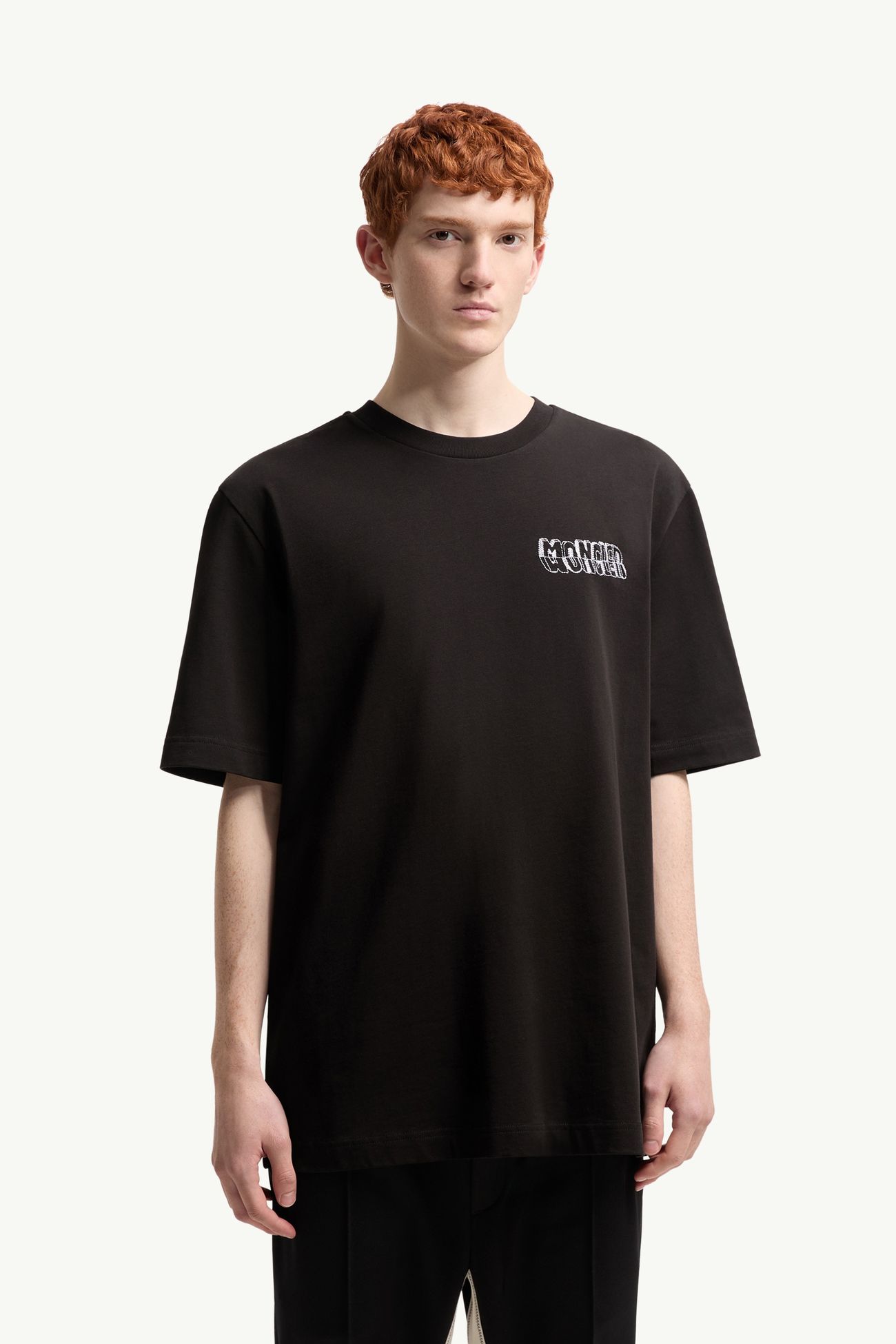 Sketch Embroidered Logo Cotton T-Shirt Men Black Moncler 3