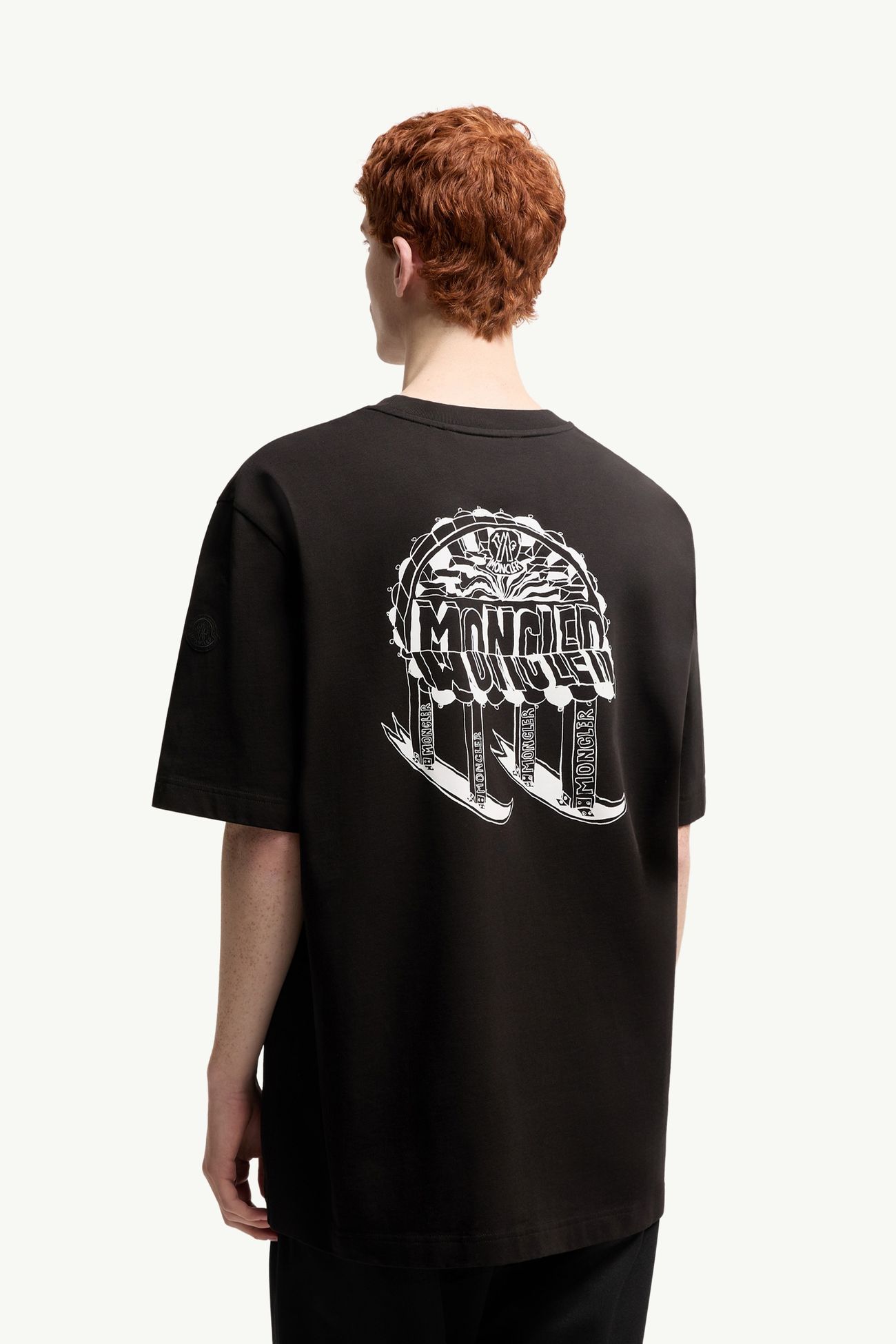 Sketch T-Shirt aus Baumwolle mit besticktem Logo Herren Schwarz Moncler 4