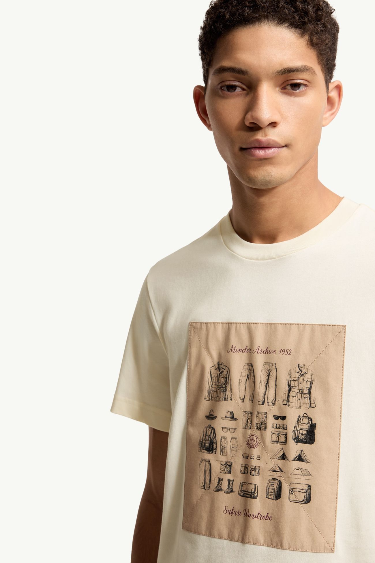 Safari Baumwoll-T-Shirt mit Garderoben-Print Herren Weiß Moncler 5