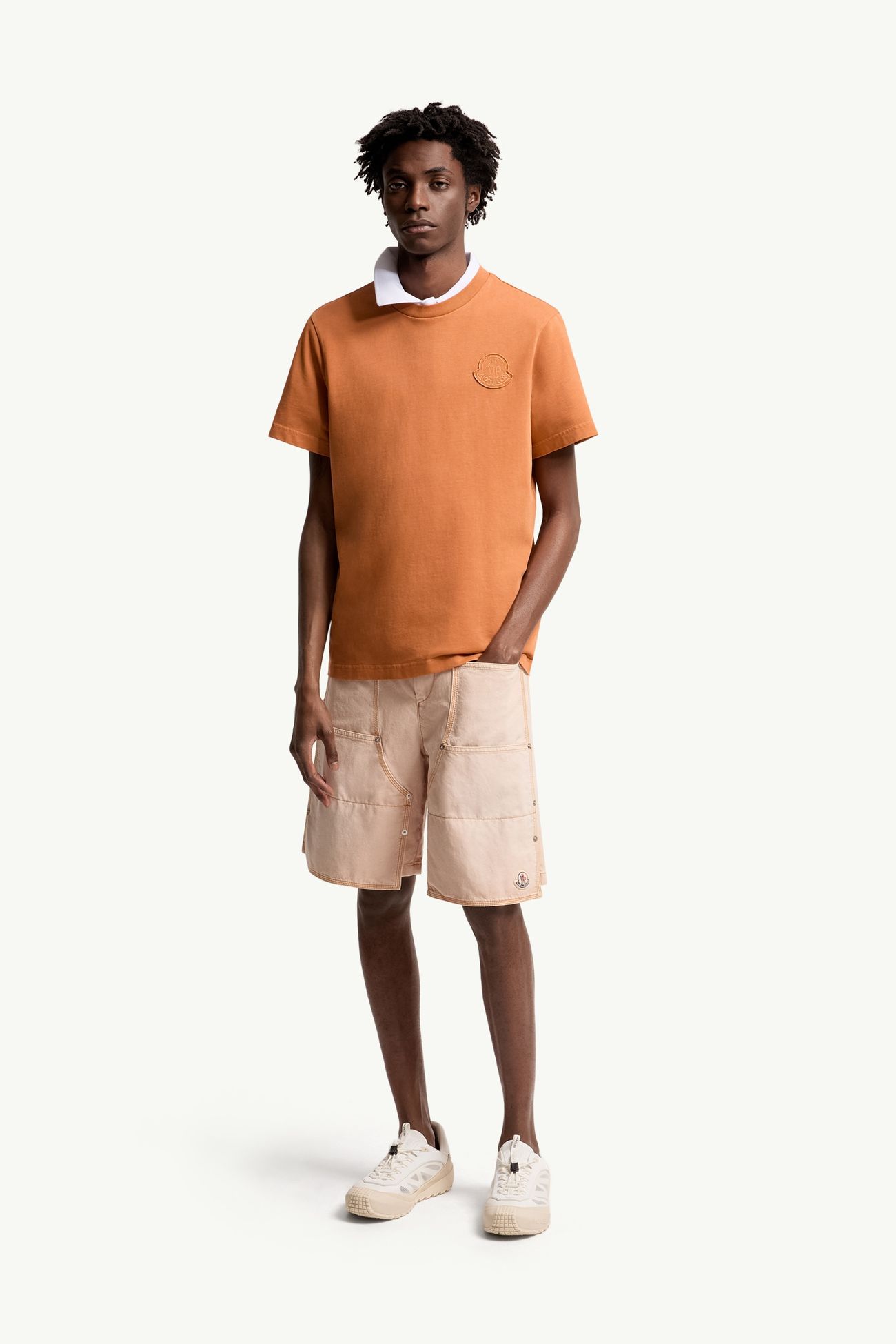 Camiseta de algodón con logotipo Hombre Naranja Moncler 0