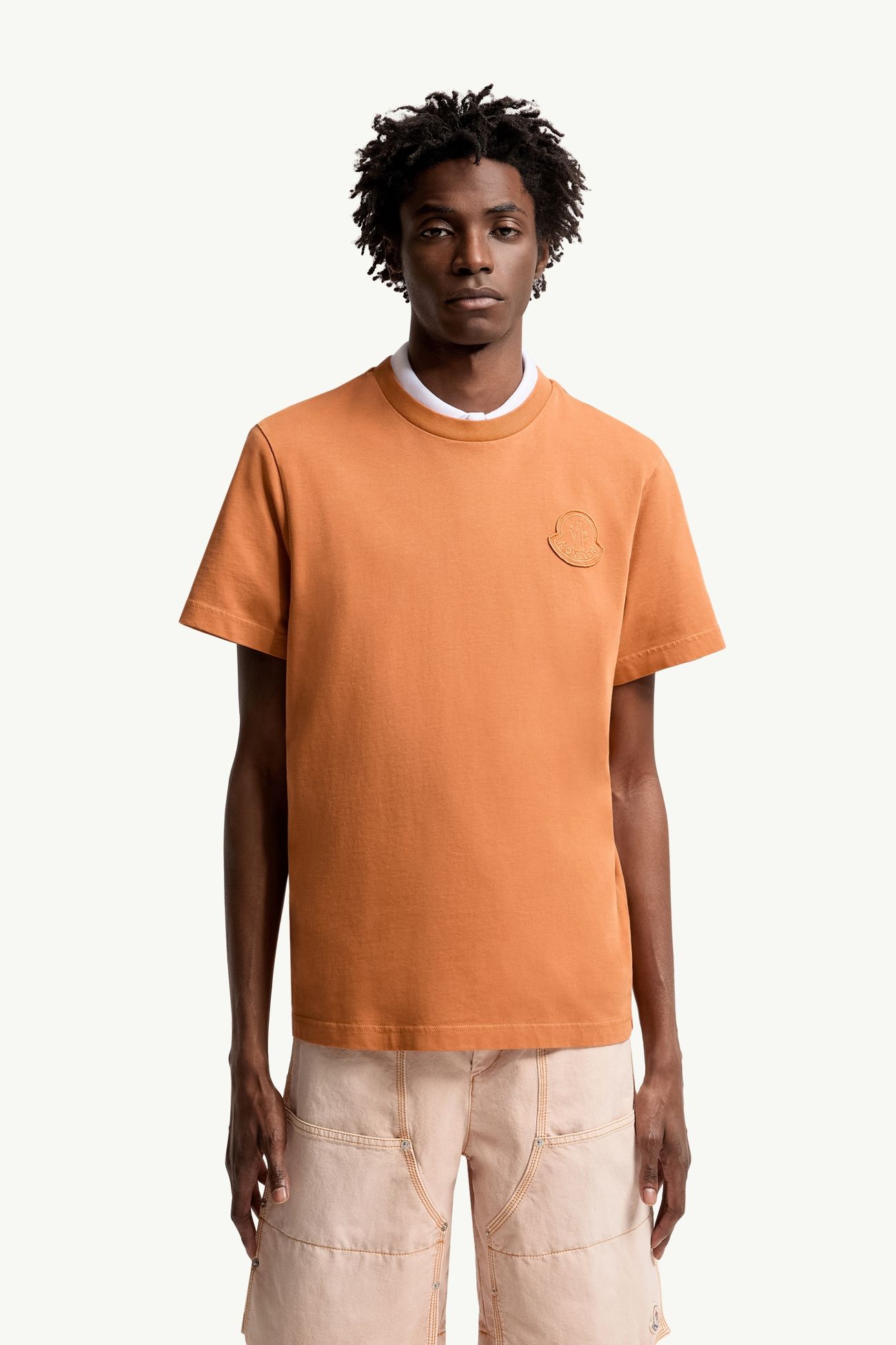 T-shirt logata in cotone Uomo Arancione Moncler 3