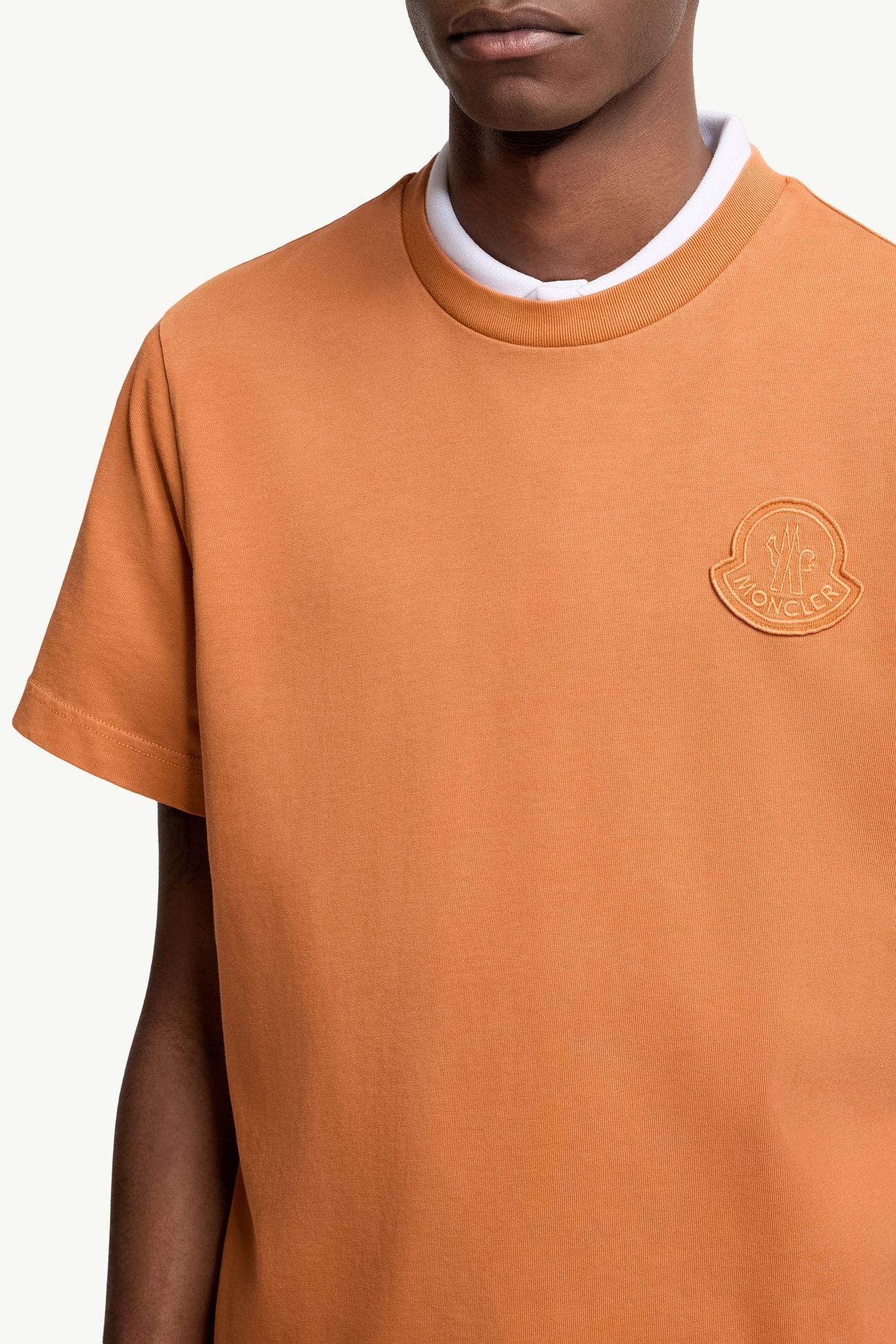 Logo Cotton T-Shirt Men Orange Moncler 5