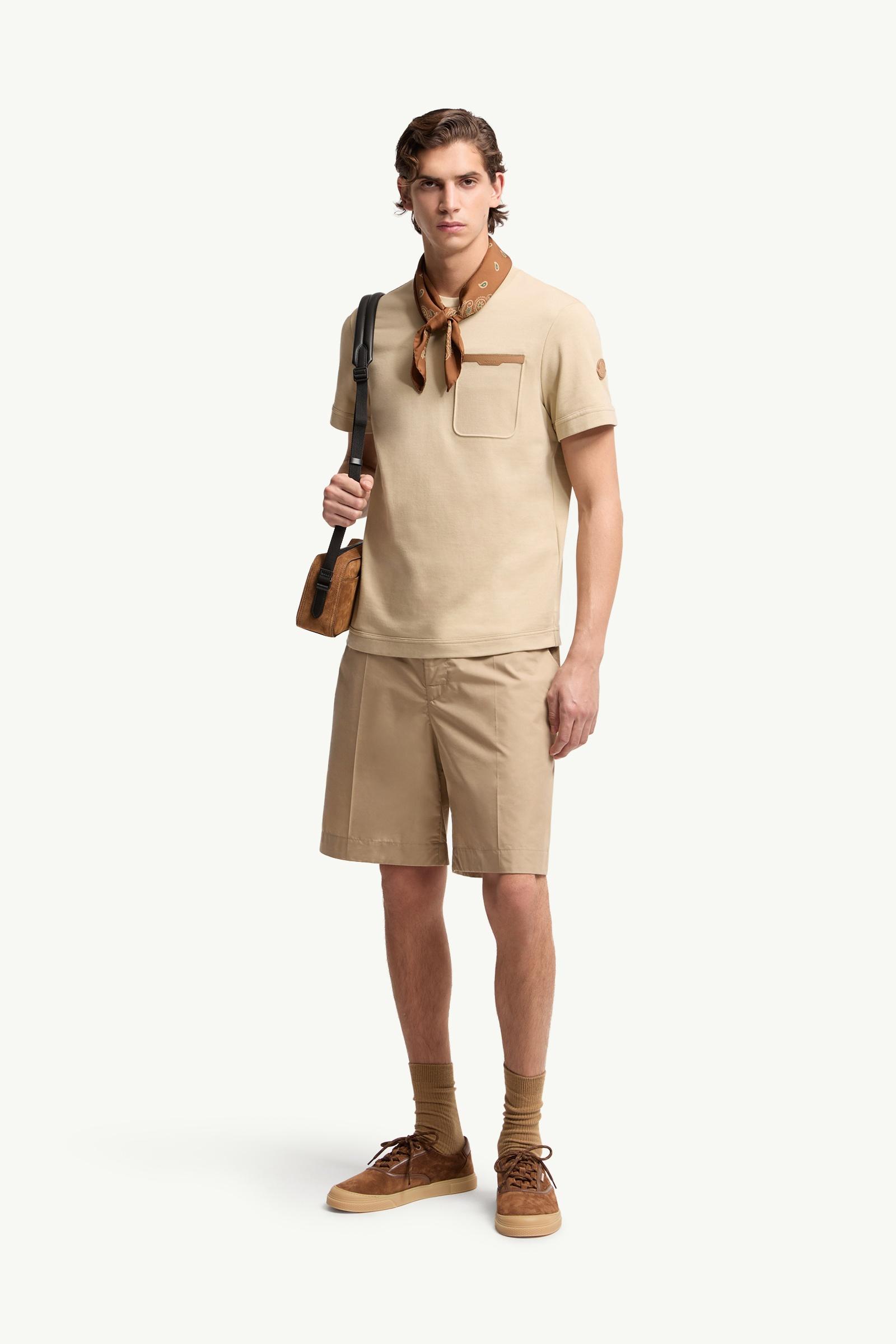 Leather-Trimmed Cotton T-Shirt