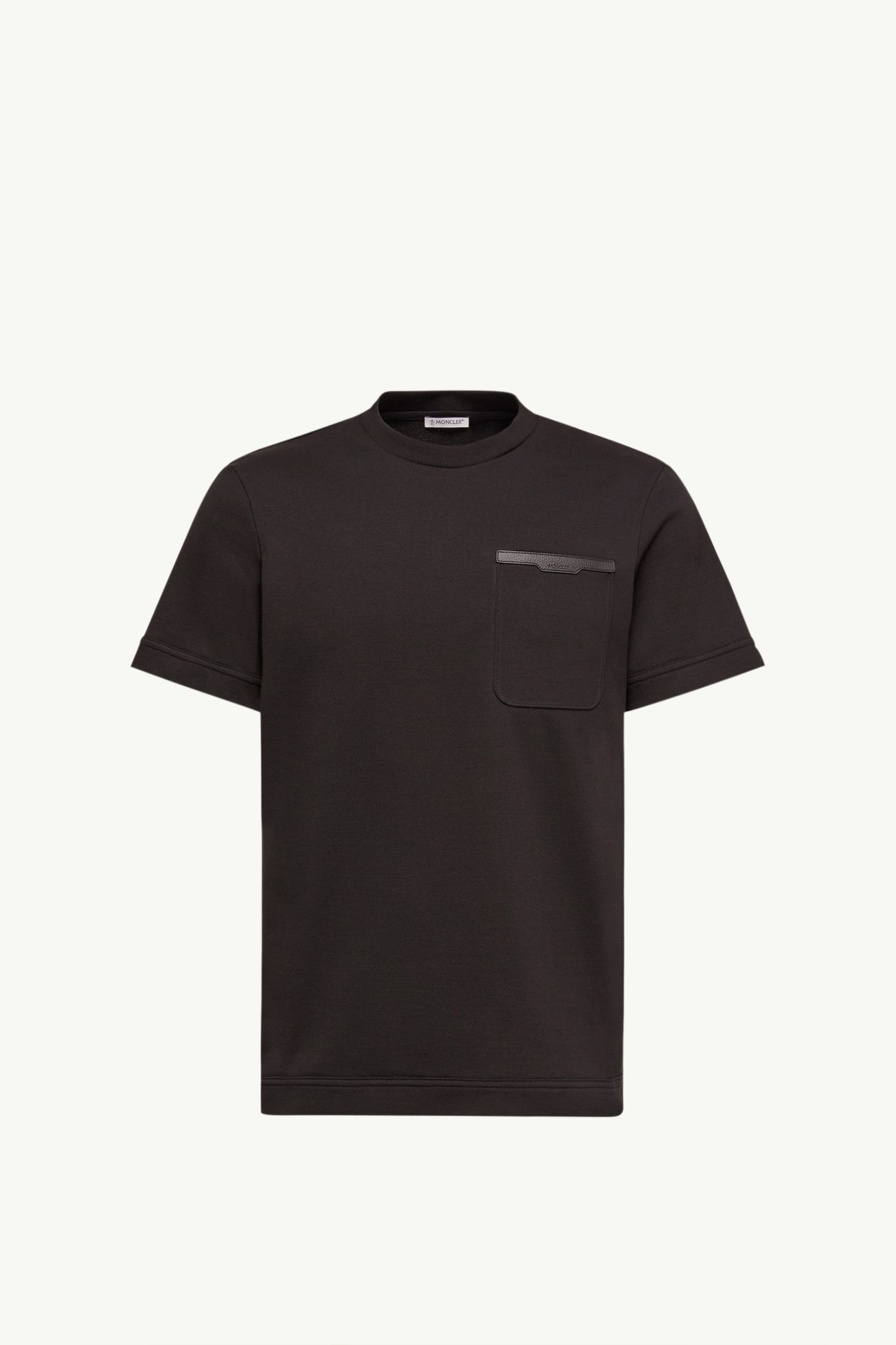 Camiseta de algodón con ribete de piel Hombre Negro Moncler 2