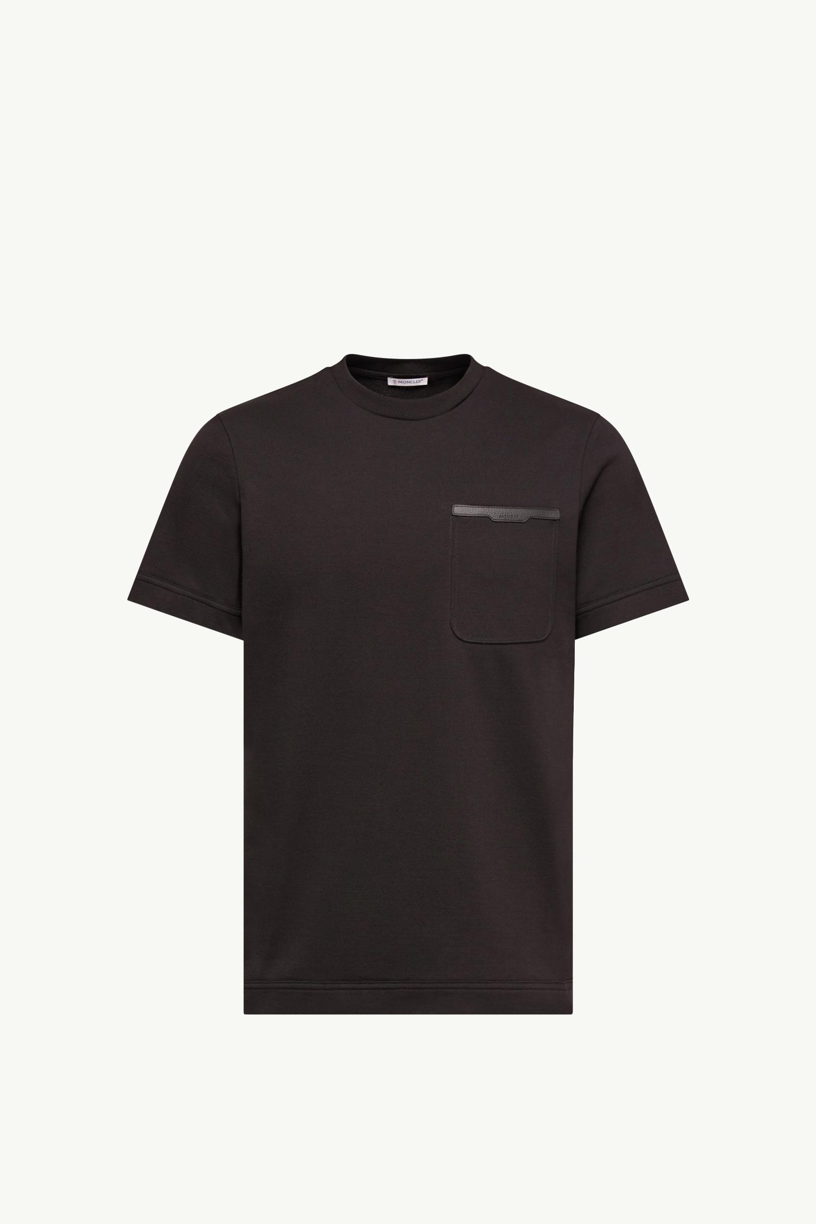 Black Leather-Trimmed Cotton T-Shirt - Polos & T-shirts for Men