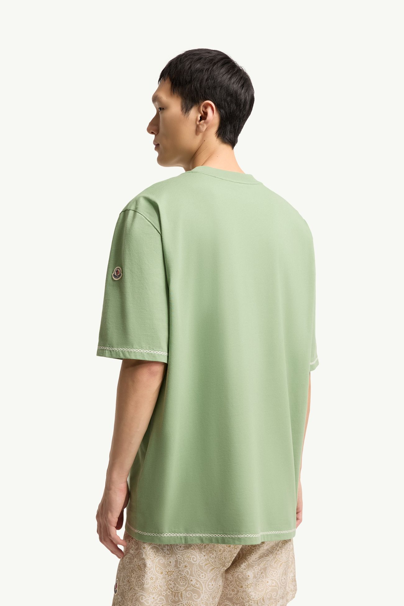 T-Shirt aus Baumwolle mit gesticktem Anker Herren Grün Moncler 4