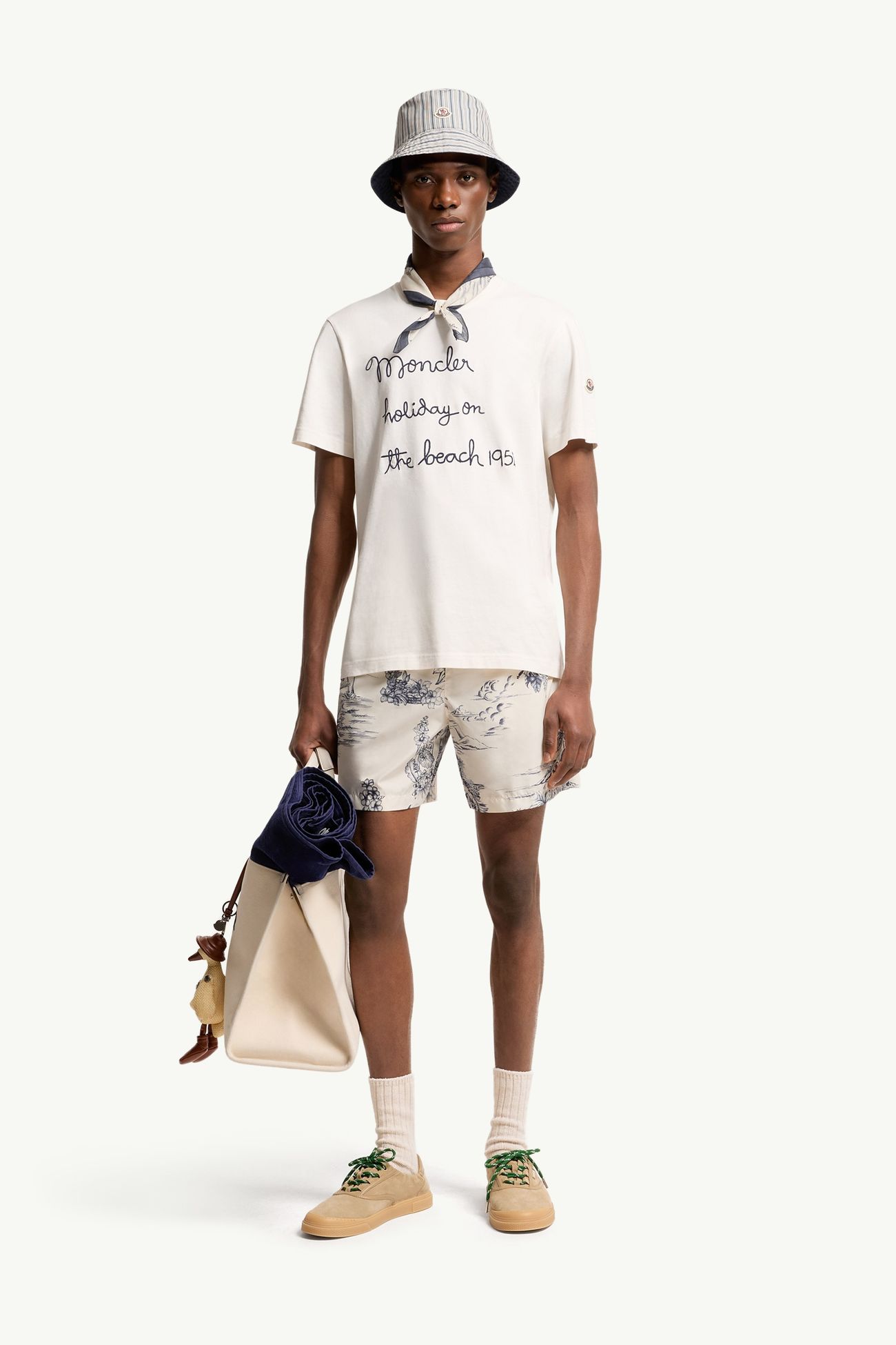 Besticktes T-Shirt aus Baumwolle Herren Weiß Moncler 0