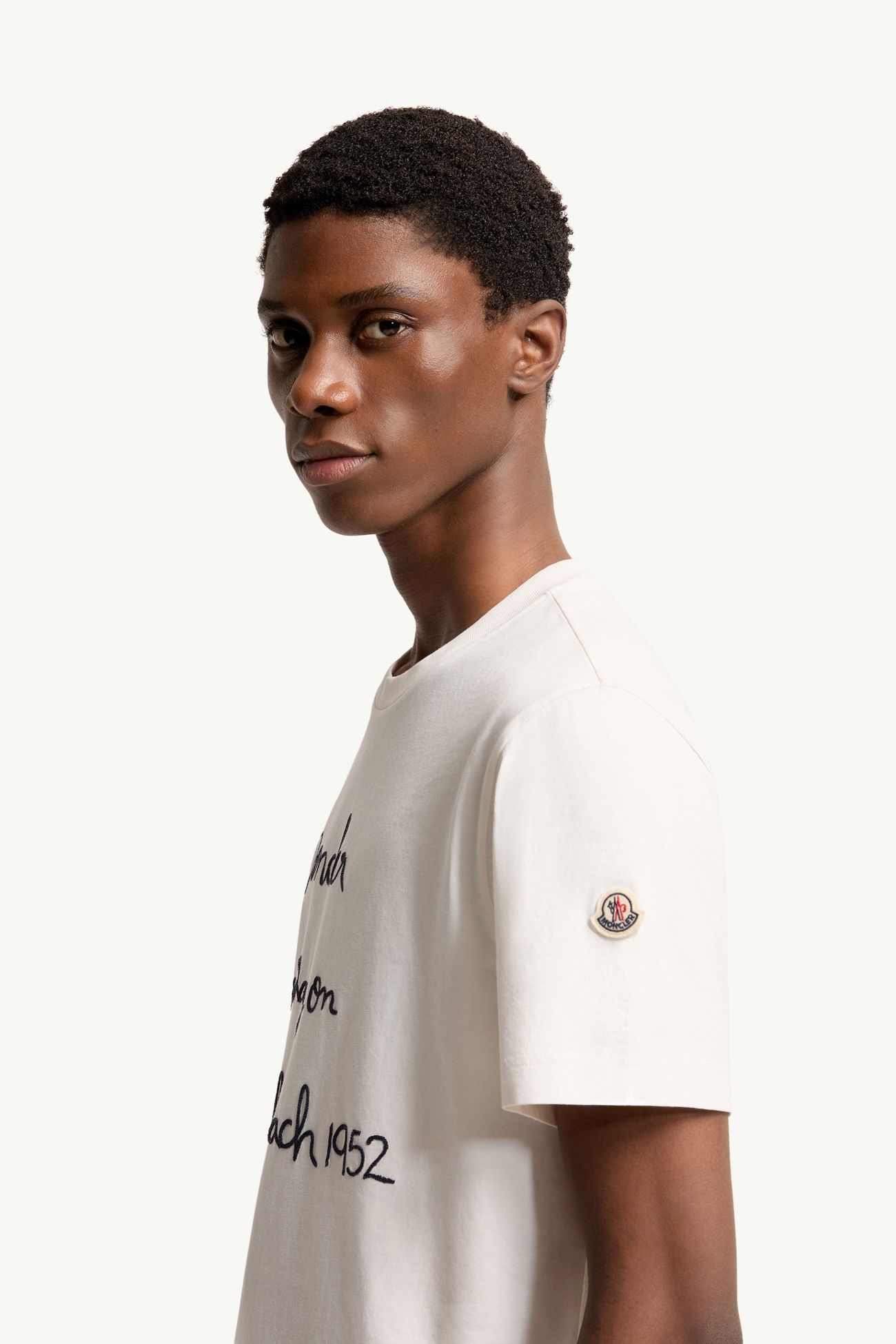 Camiseta de algodón con bordado Hombre Blanco Moncler 1