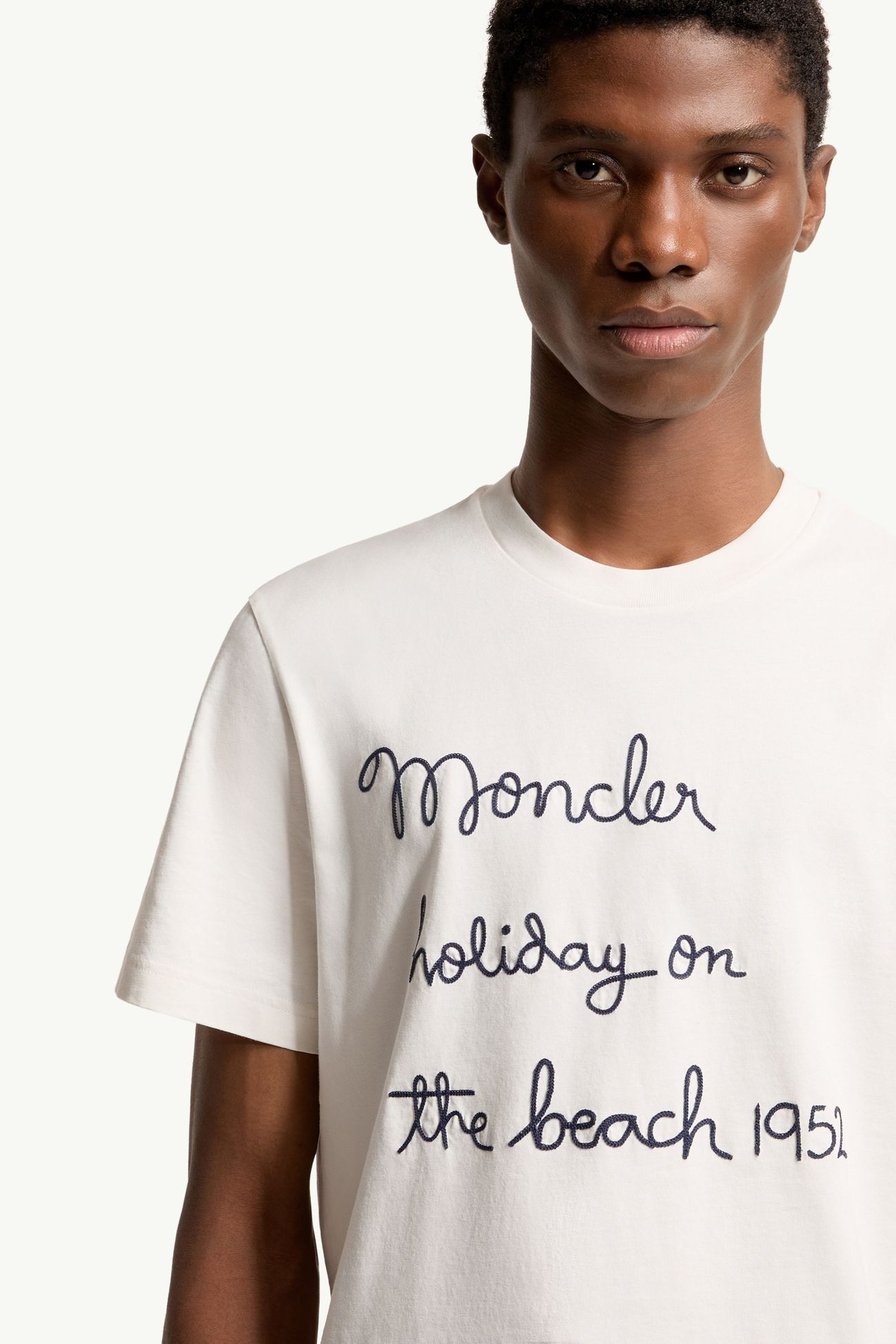 T-shirt en coton brodé Hommes Blanc Moncler 5