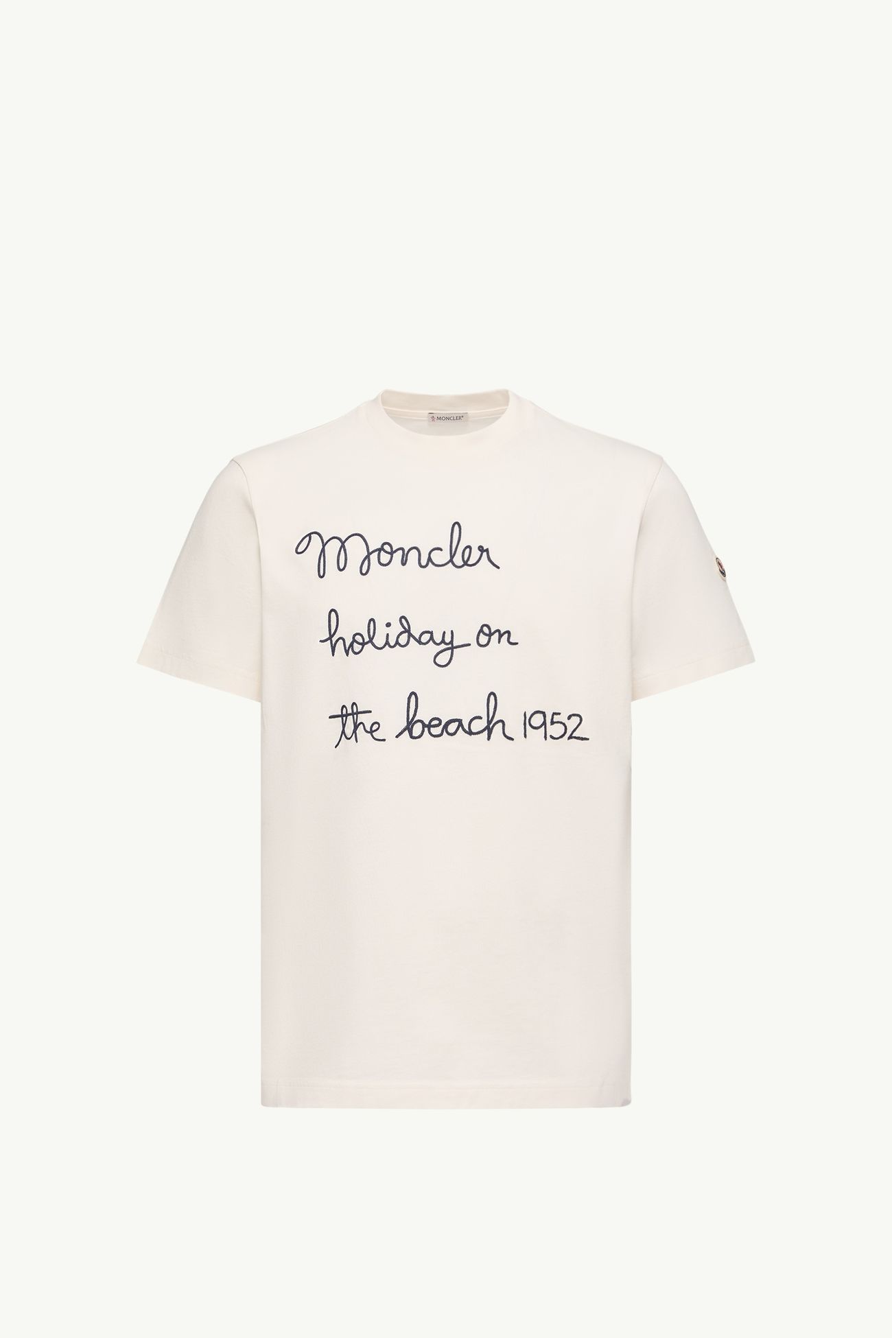 Camiseta de algodón con bordado Hombre Blanco Moncler 2