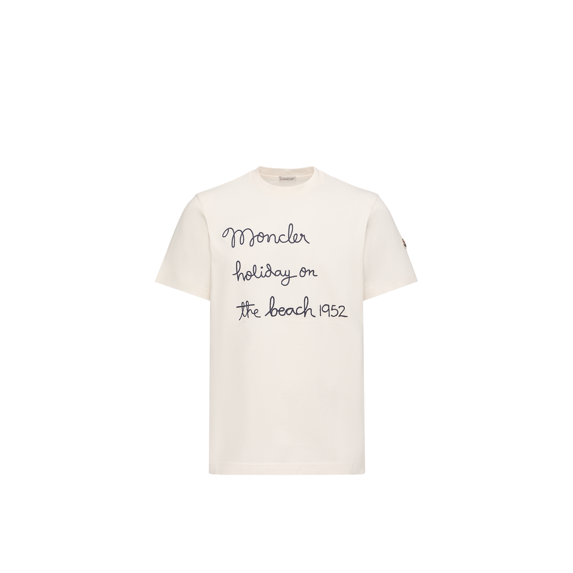 Moncler   Embroidered Cotton T-Shirt for Men in White, Size: Xs
