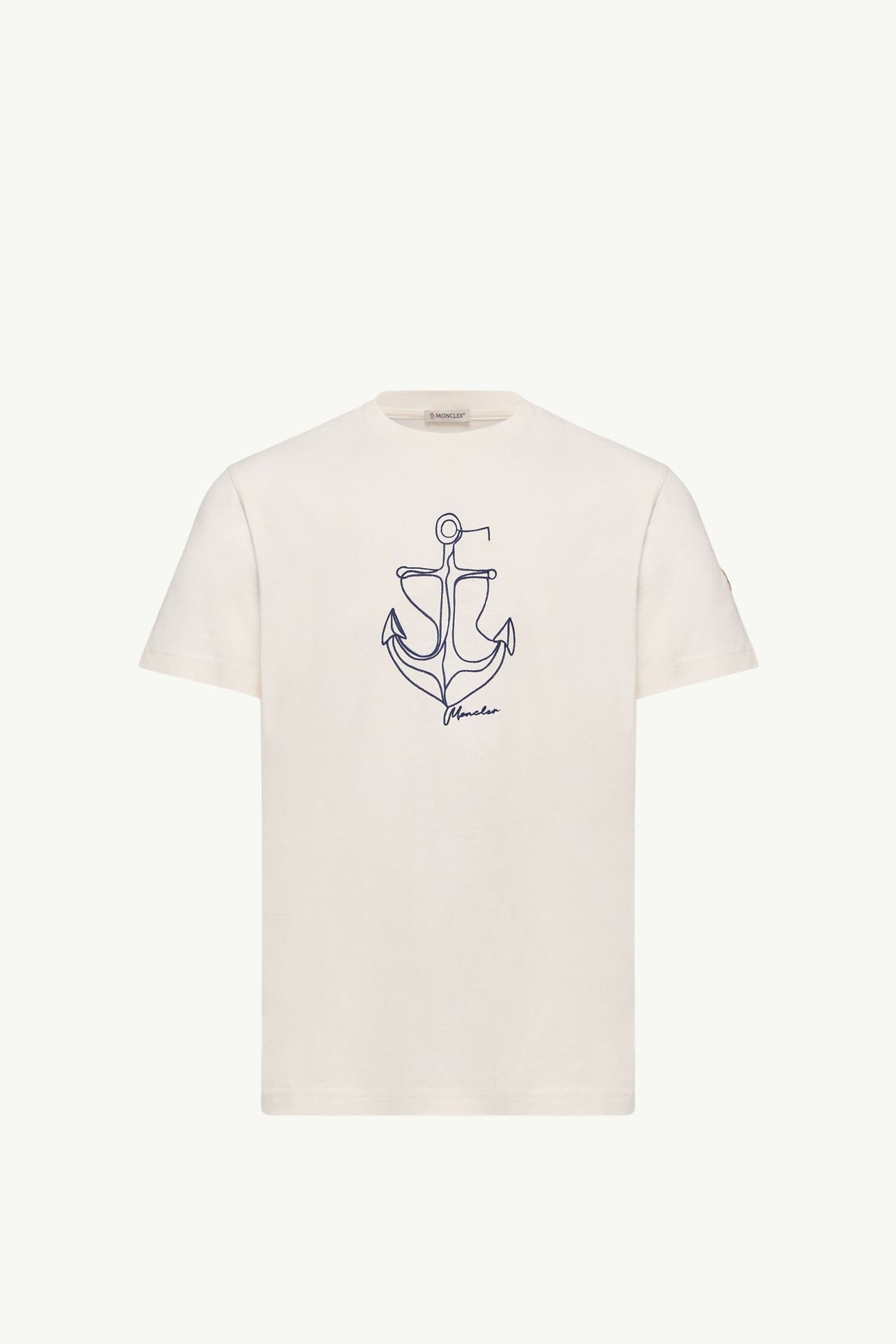 Camiseta de algodón con bordado Hombre Blanco Moncler 2