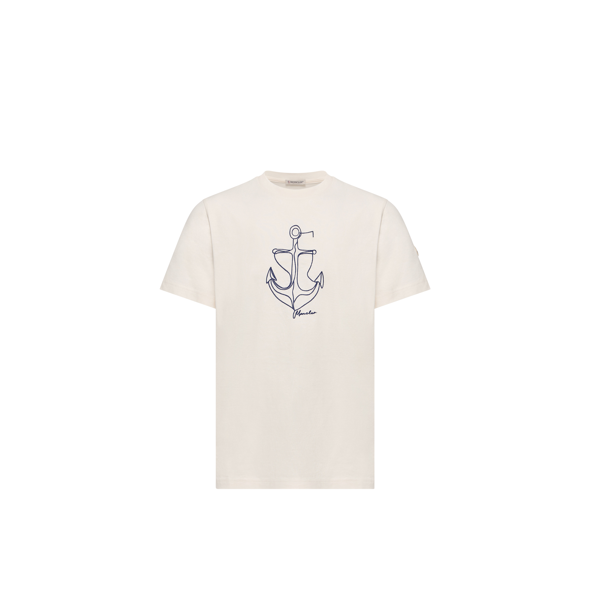 Moncler   Embroidered Cotton T-Shirt for Men in White, Size: S