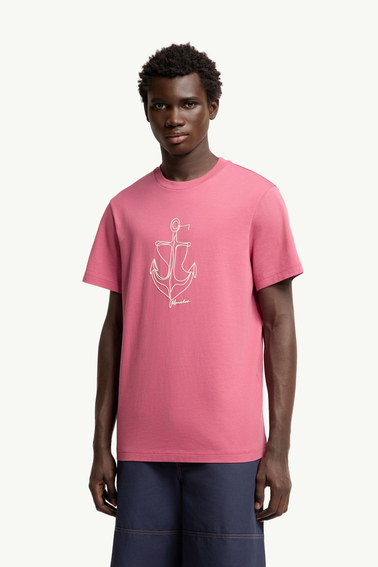 T-shirt en coton brodé Hommes Violet Moncler 3