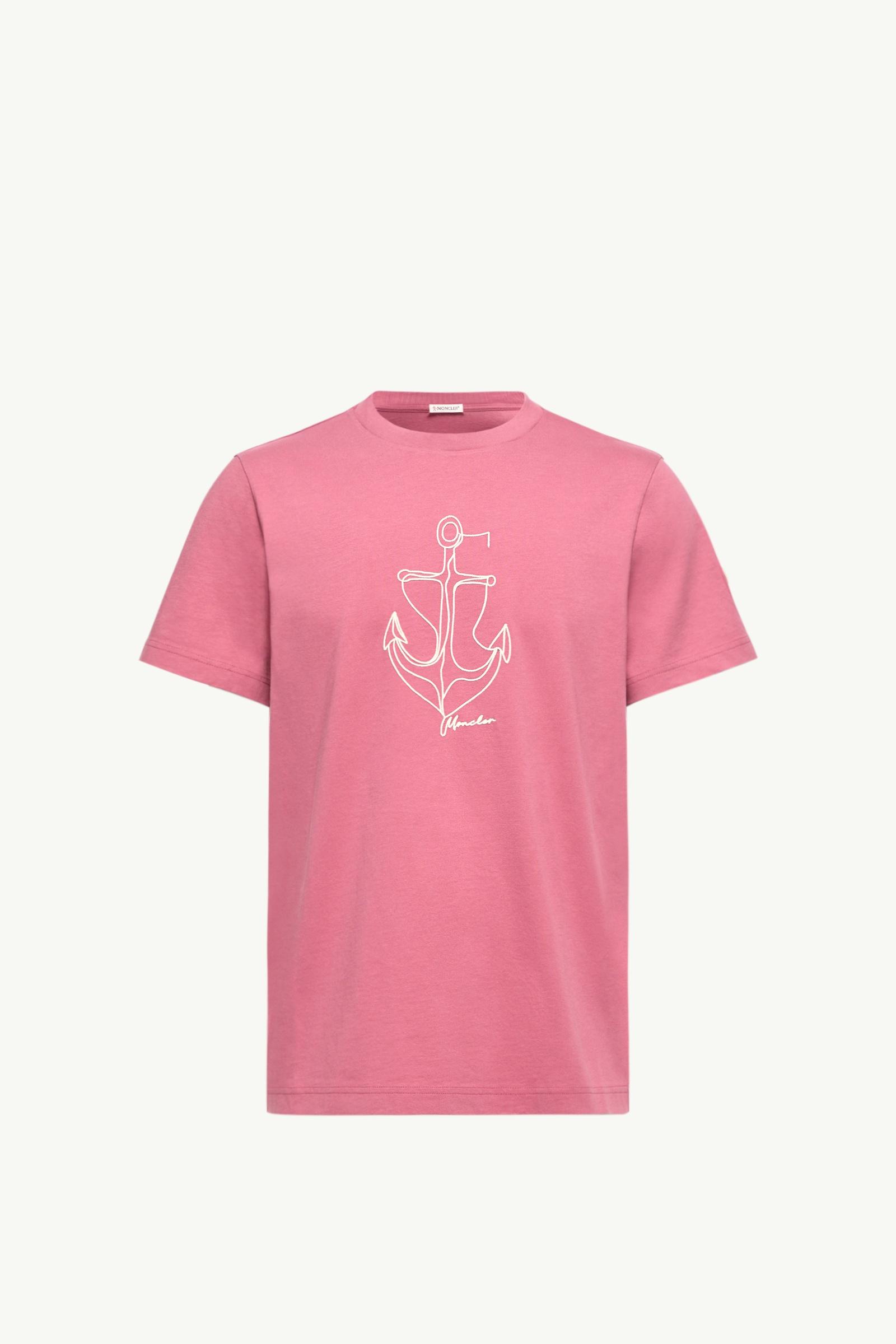 Embroidered Cotton T-Shirt Men Purple Moncler