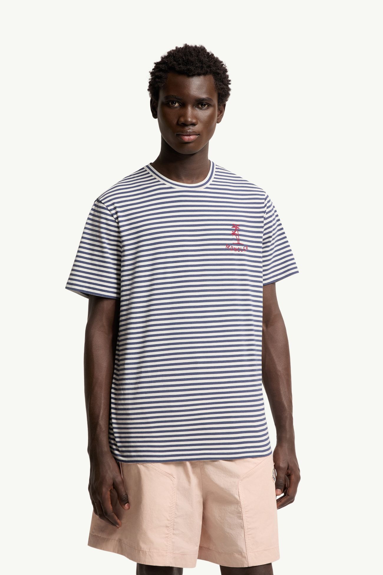 T-shirt a righe in misto cotone e modal Uomo Bianco & Blu Moncler 3