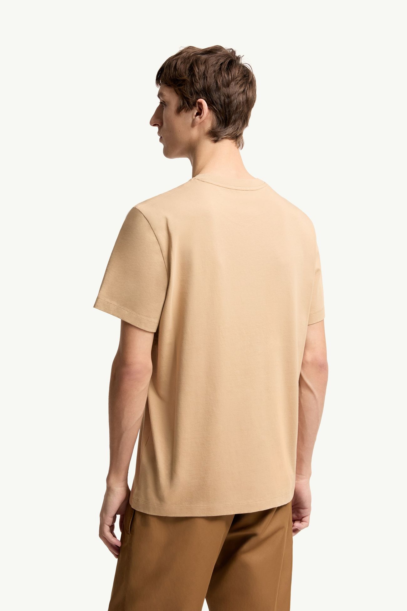 T-Shirt aus Baumwolle mit beflocktem Logo Herren Hellbeige Moncler 4