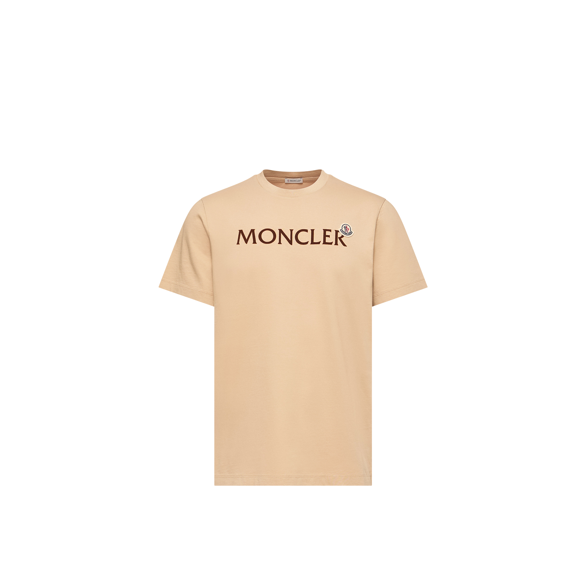 Moncler   Flocked Logo Cotton T-Shirt for Men in Beige, Size: L