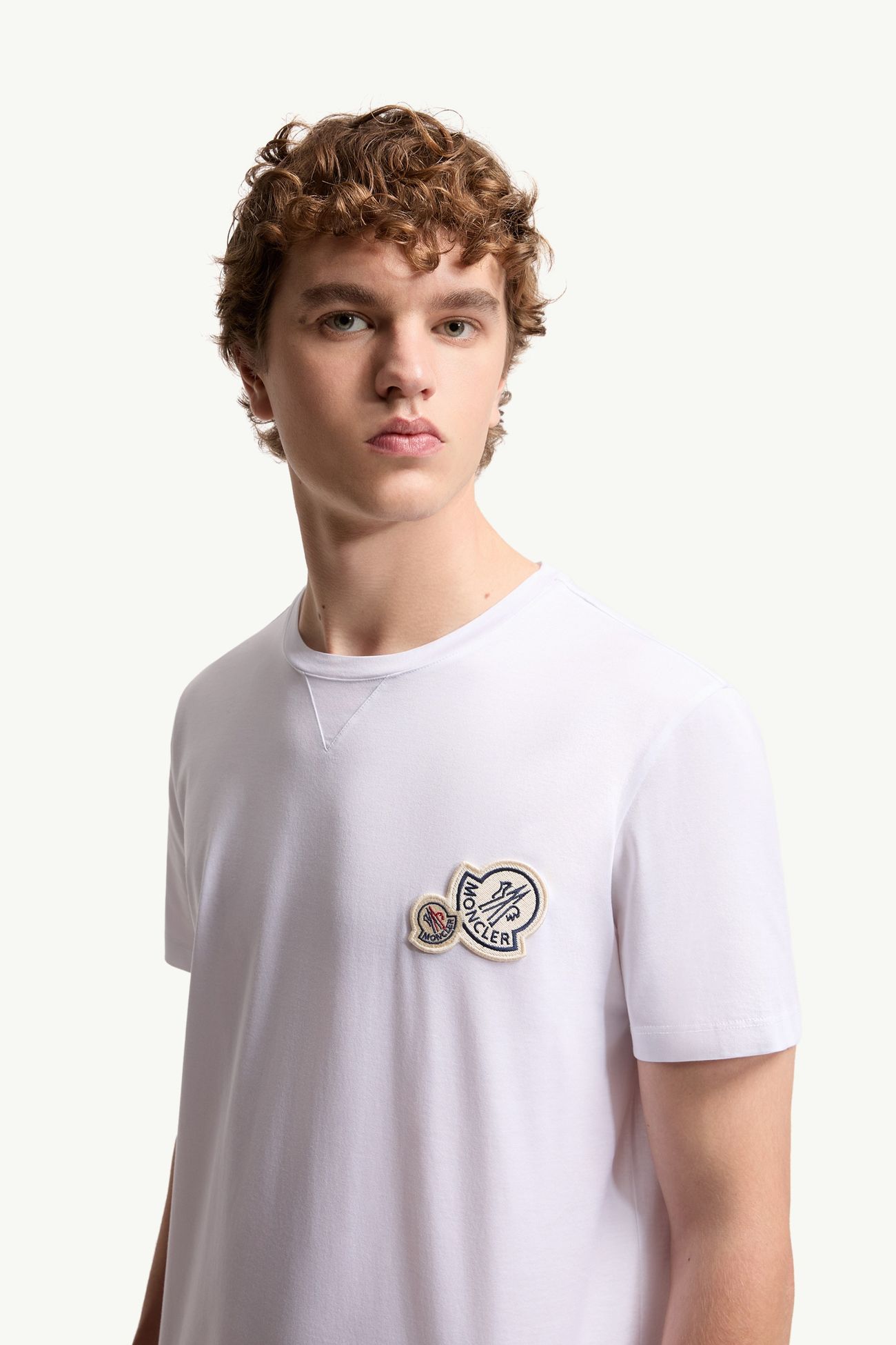 T-shirt en coton à empiècement logo Hommes Blanc Optique Moncler 1