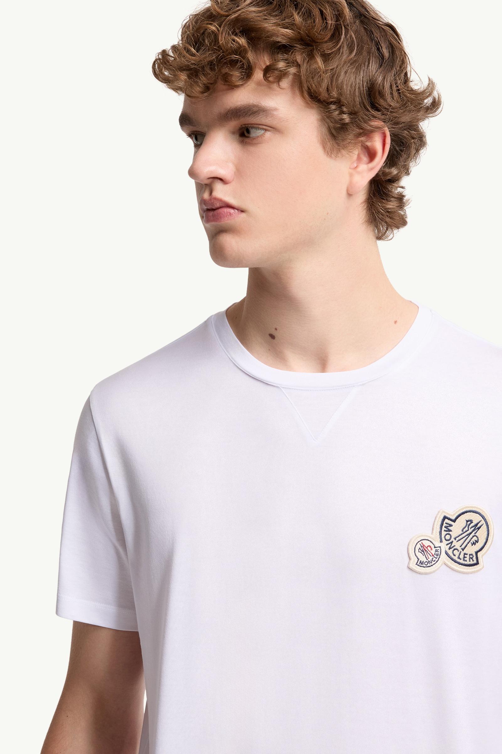 Optical White Double Logo Patch Cotton T-Shirt - Polos & T-shirts