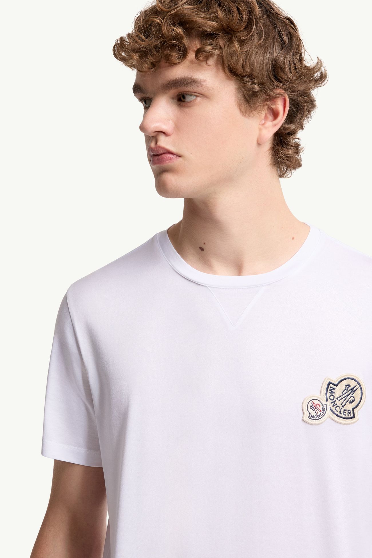 T-shirt en coton à empiècement logo Hommes Blanc Optique Moncler 5