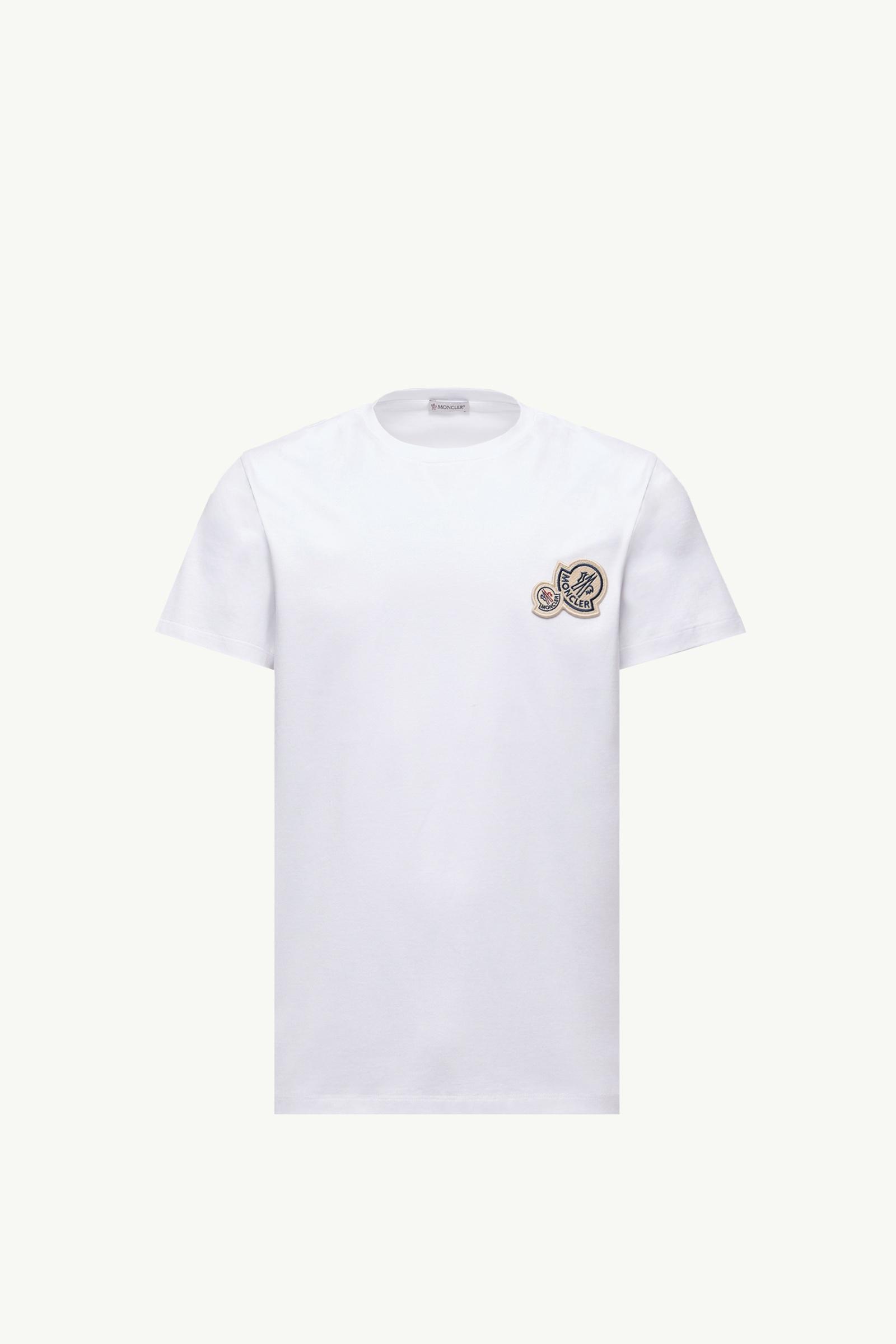 Double Logo Patch Cotton T-Shirt Men Optical White Moncler