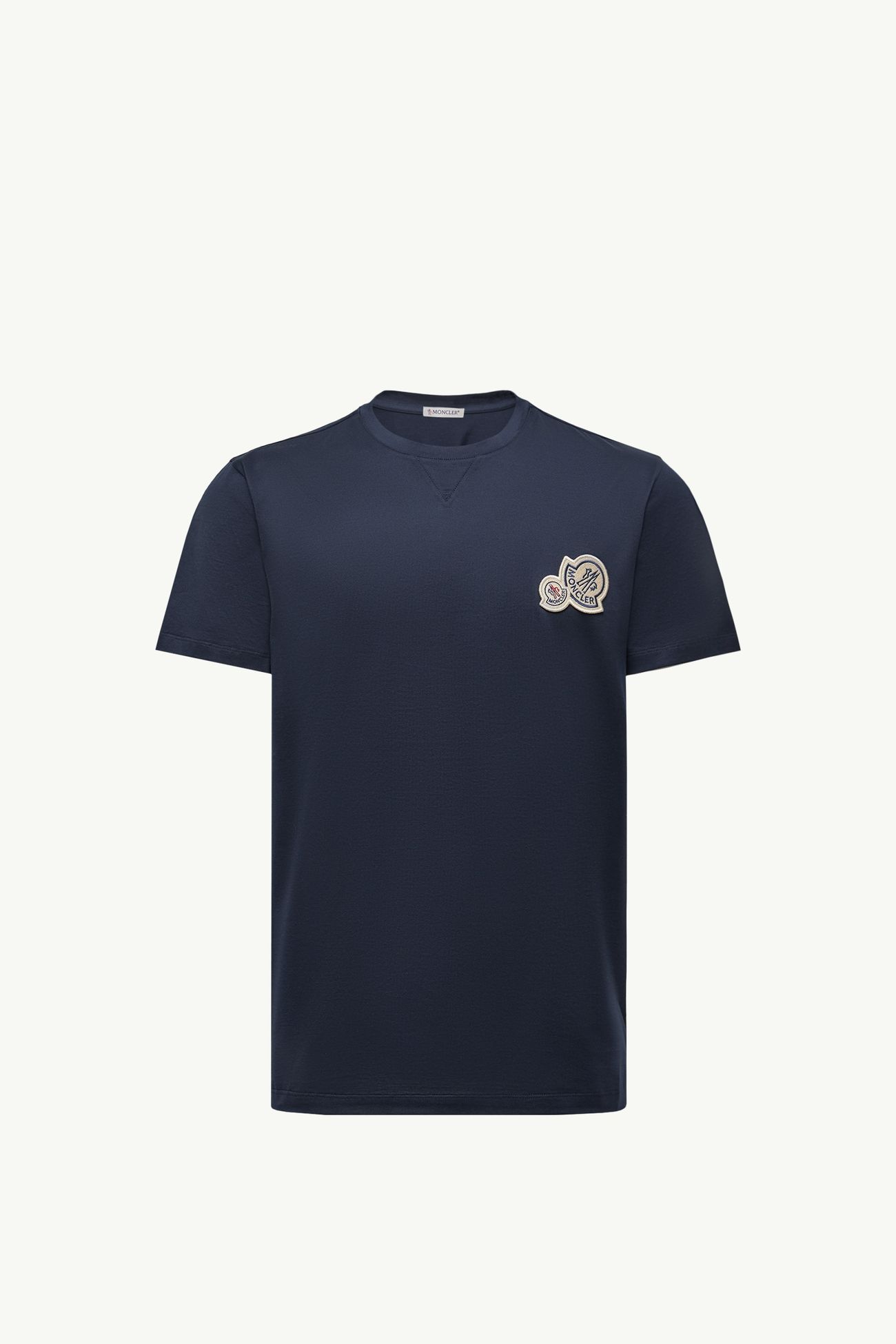 Camiseta de algodón con parche con logotipo doble Hombre Azul oscuro Moncler 2