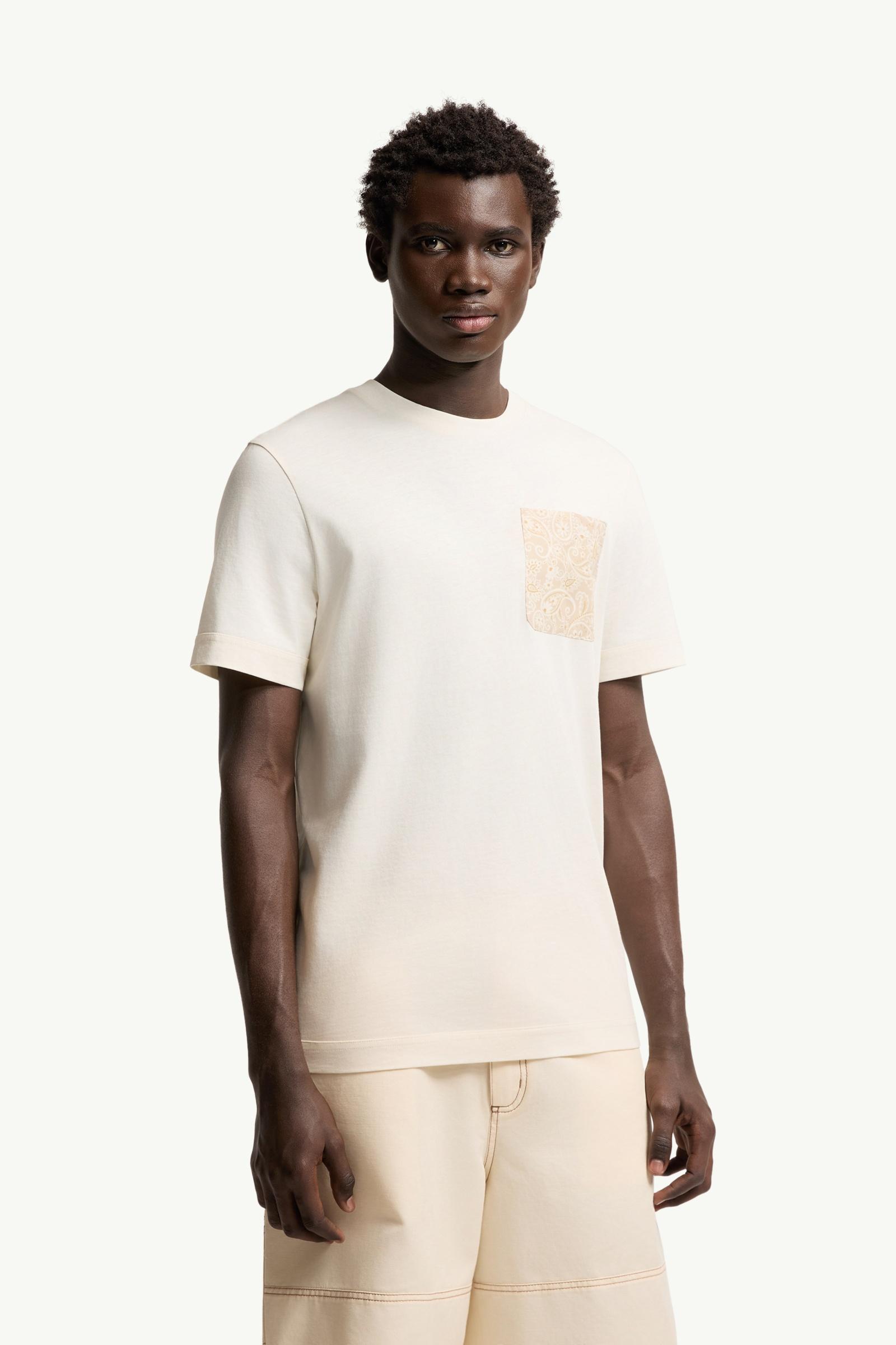 White Paisley Print Cotton T-Shirt - Polos & T-shirts for Men