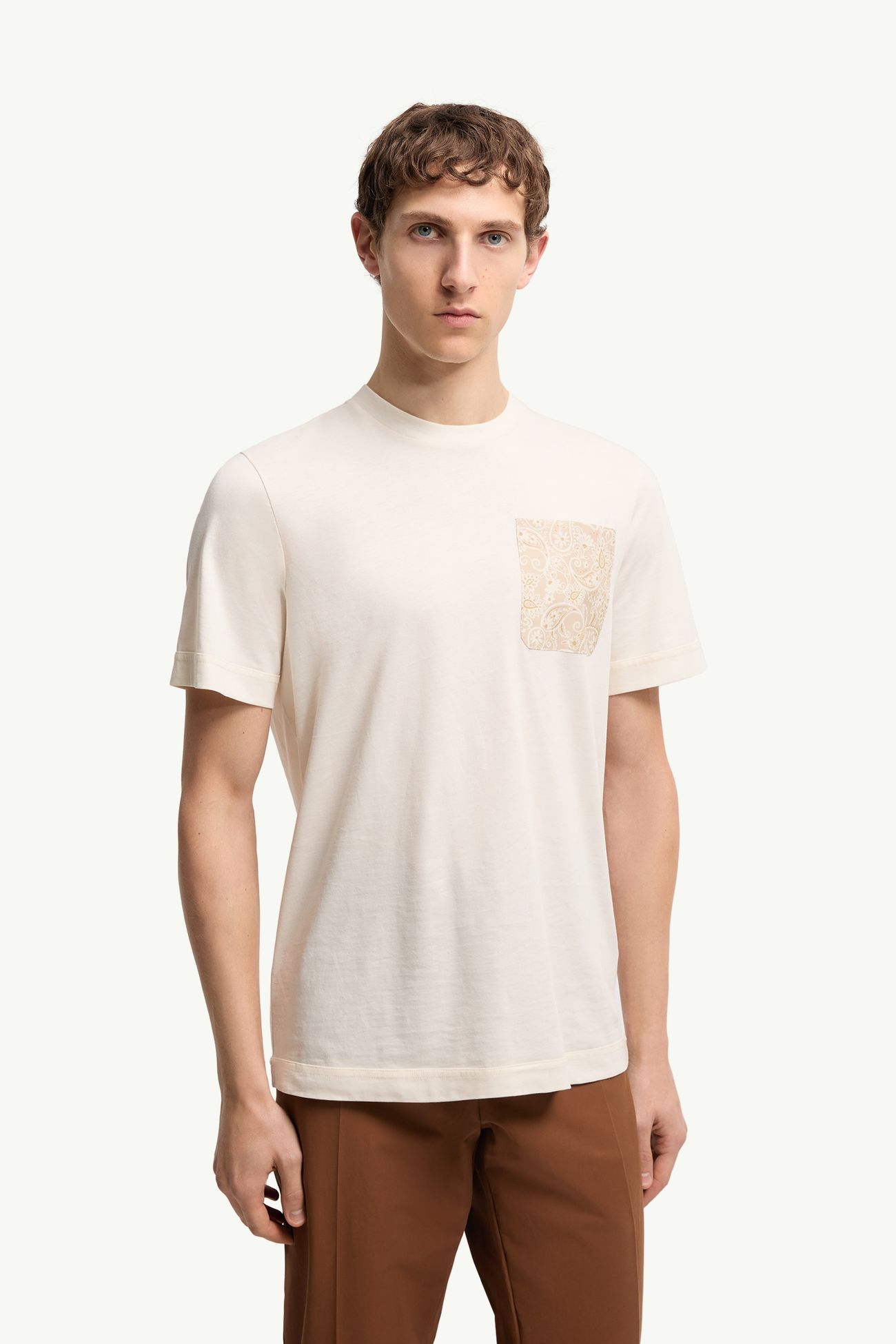 Paisley Print Cotton T-Shirt Men White Moncler 3