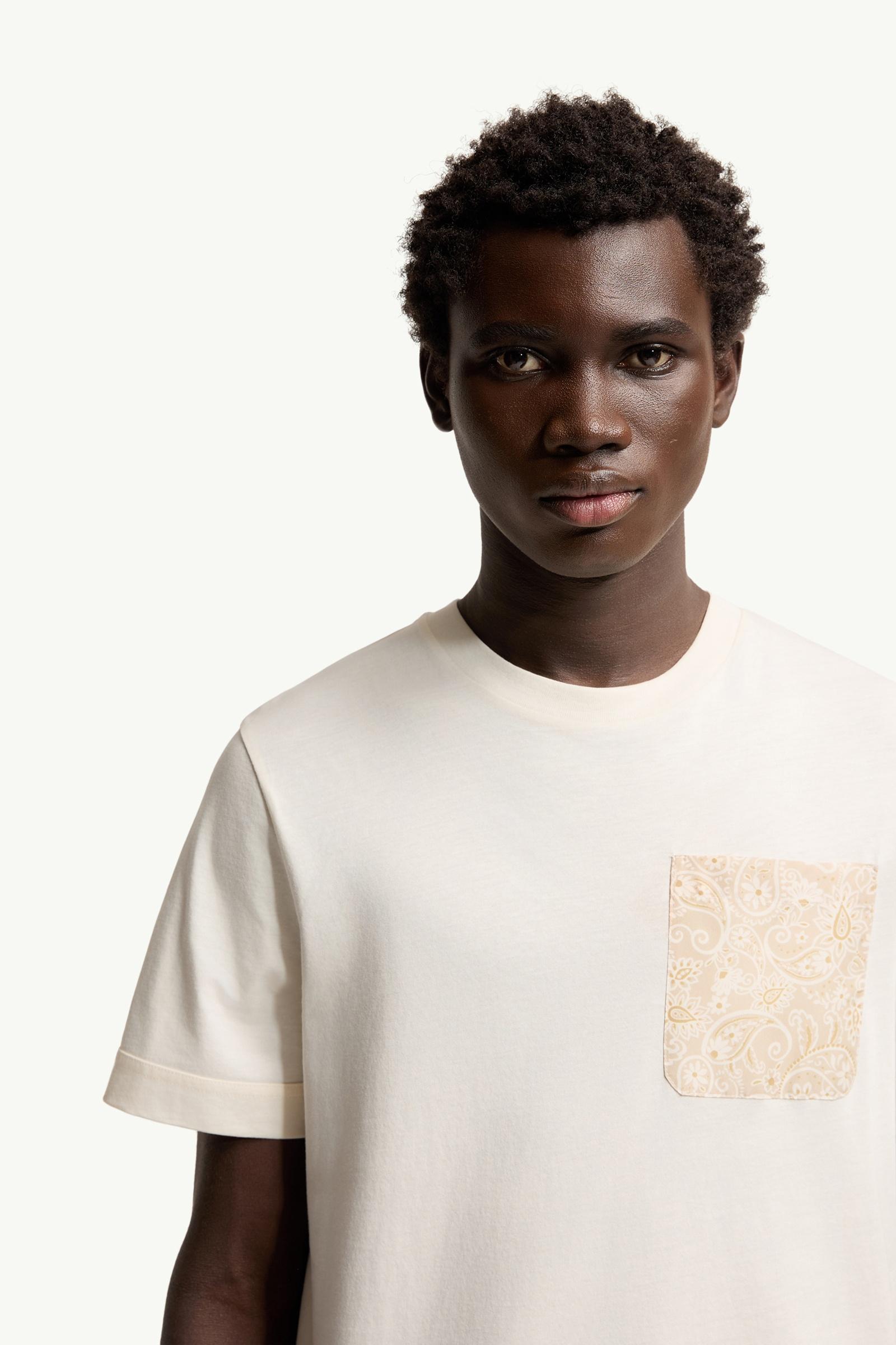 White Paisley Print Cotton T-Shirt - Polos & T-shirts for Men