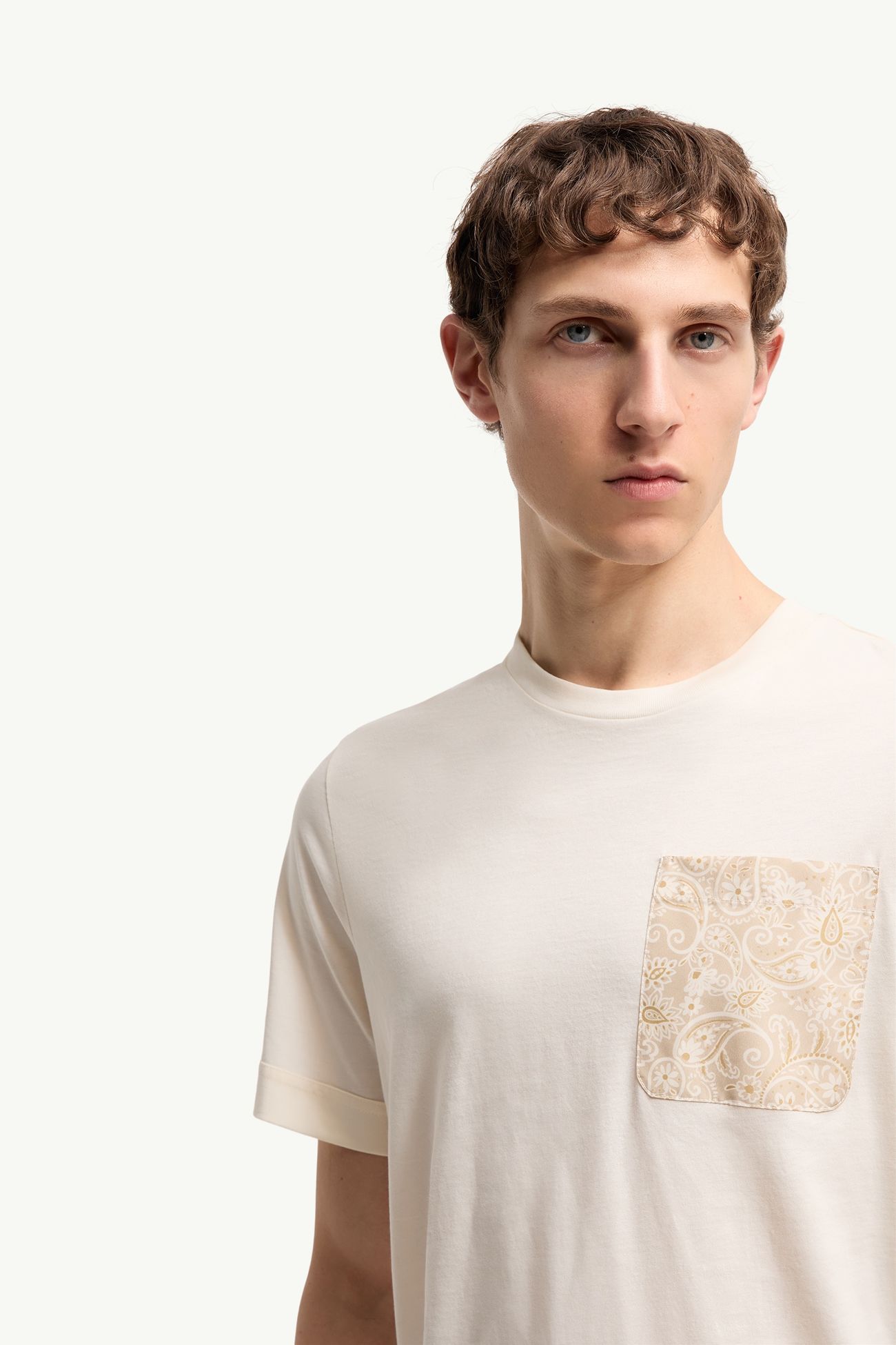 T-Shirt aus Baumwolle mit Paisleymuster Herren Weiß Moncler 5