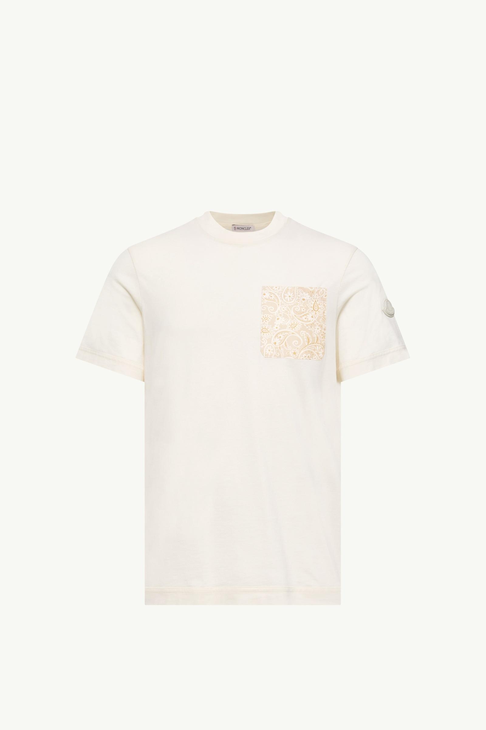 White Paisley Print Cotton T-Shirt - Polos & T-shirts for Men