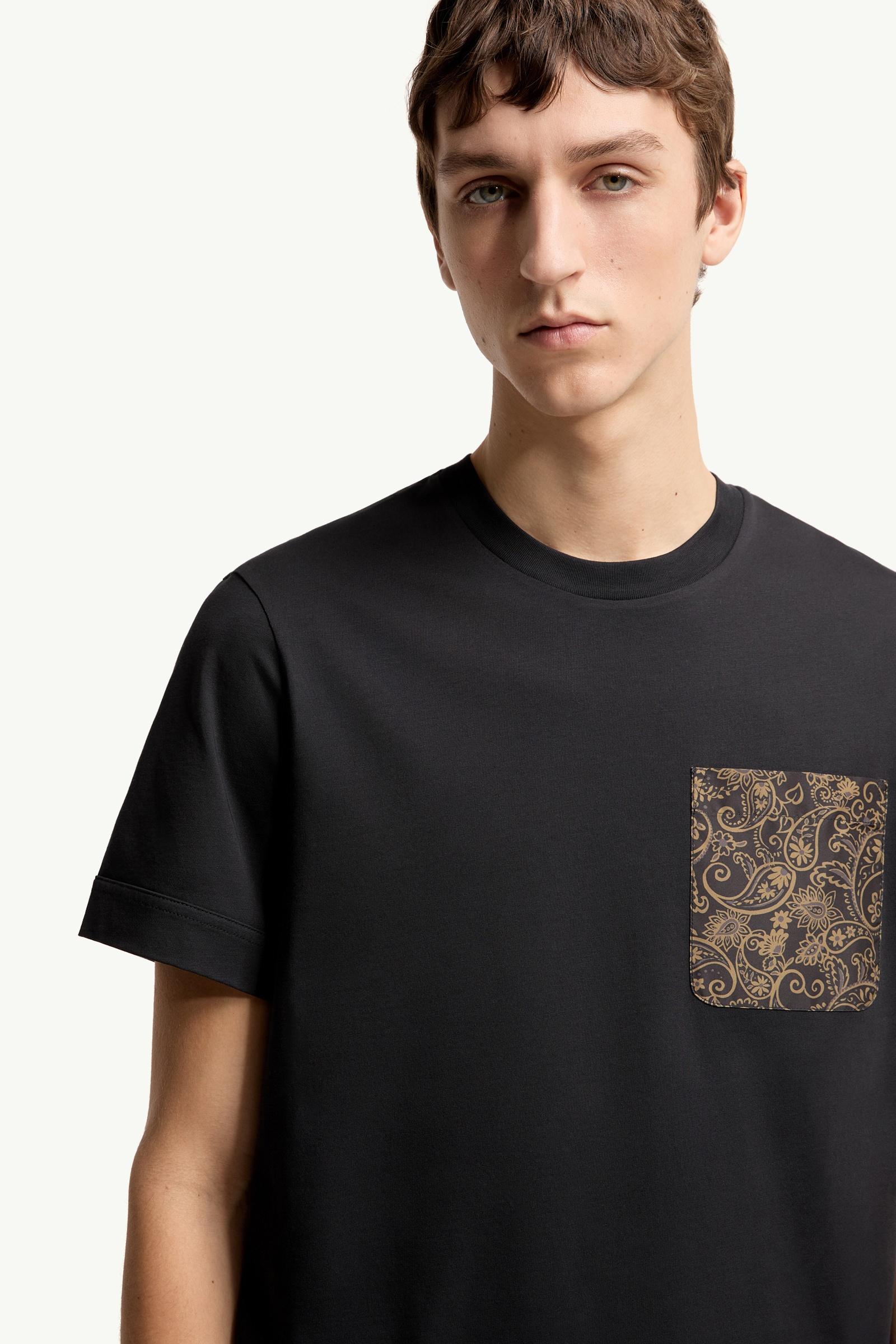 Navy Blue Paisley Print Cotton T-Shirt - Polos & T-shirts for Men