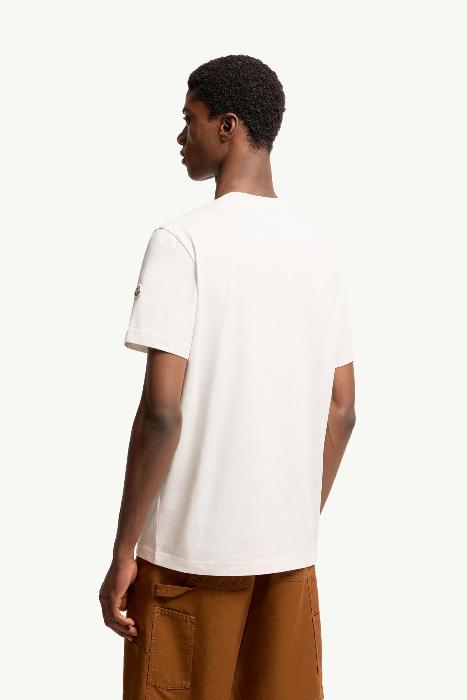 White Ivory Striped Logo Cotton Jersey T-Shirt - Polos & T-shirts