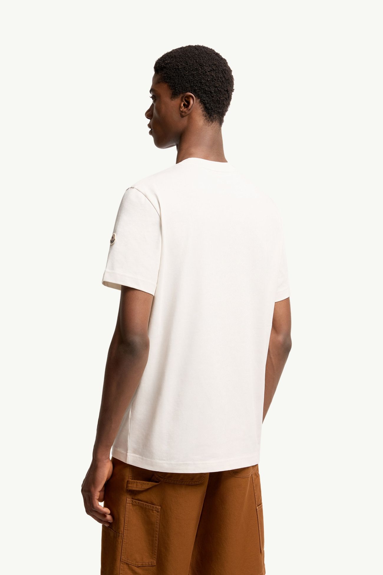 Striped Logo Cotton Jersey T-Shirt Men White Ivory Moncler 4