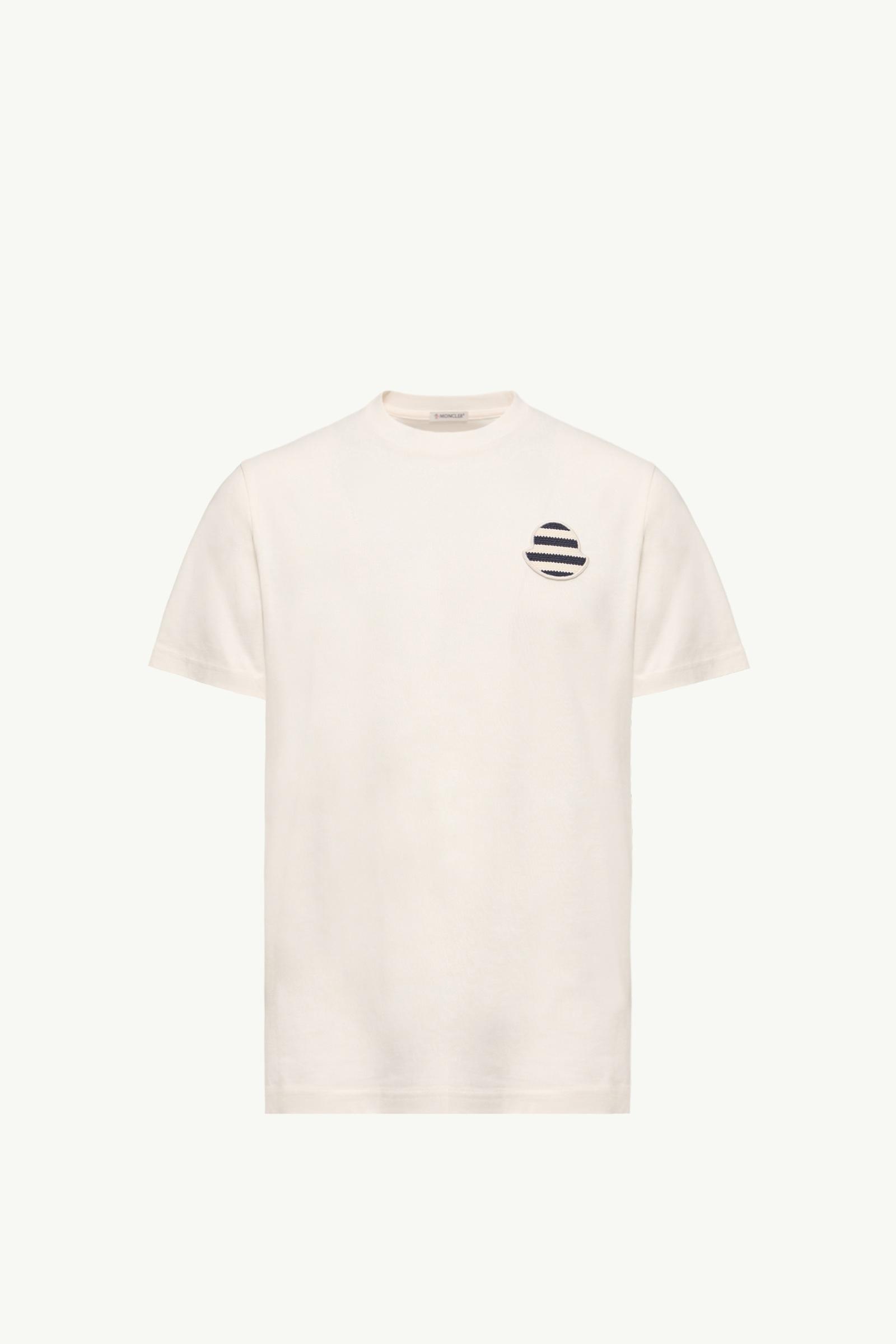 Striped Logo Cotton Jersey T-Shirt Men White Ivory Moncler, 1 of 0