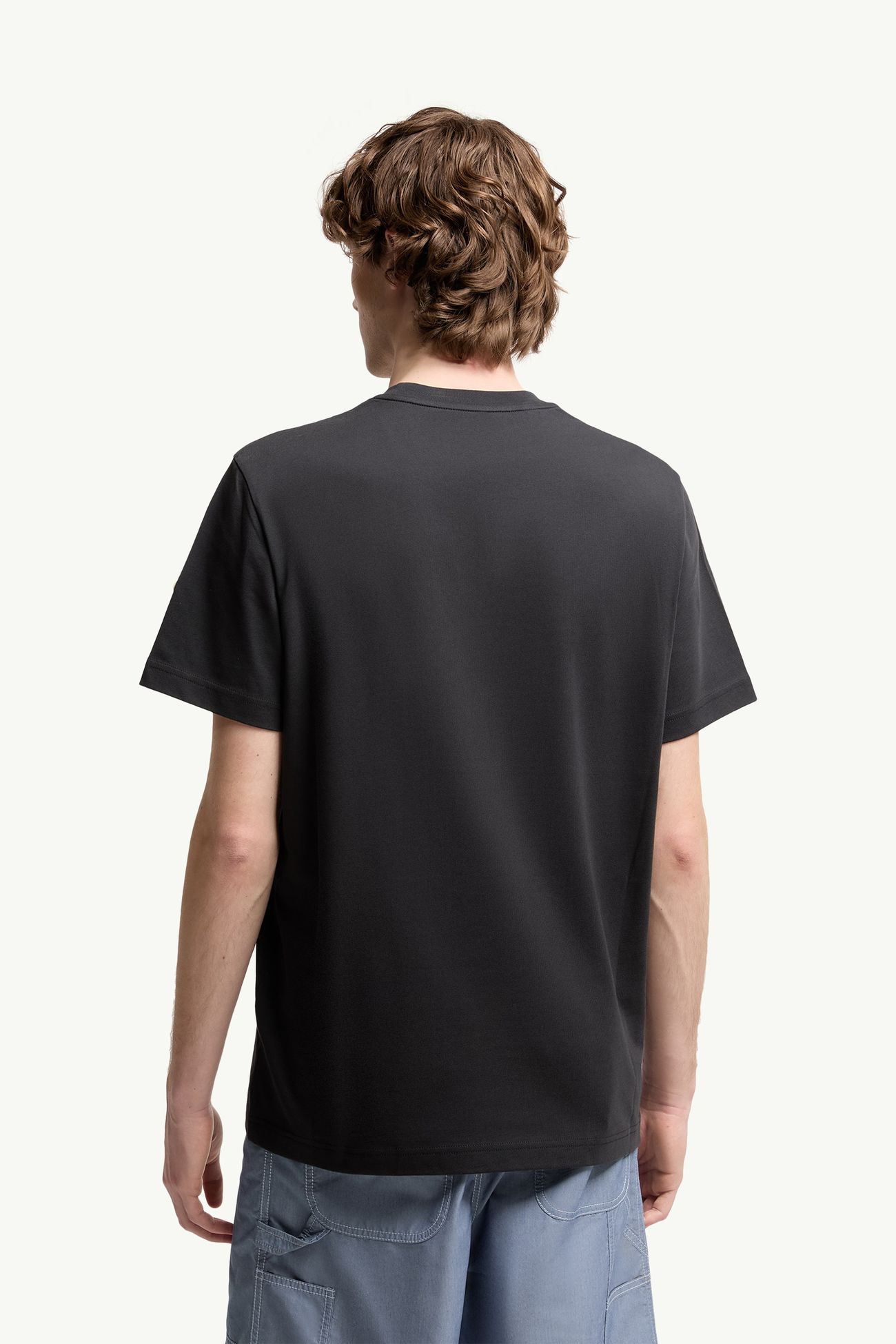 T-shirt en jersey de coton à logo rayé Hommes Bleu marine Moncler 4