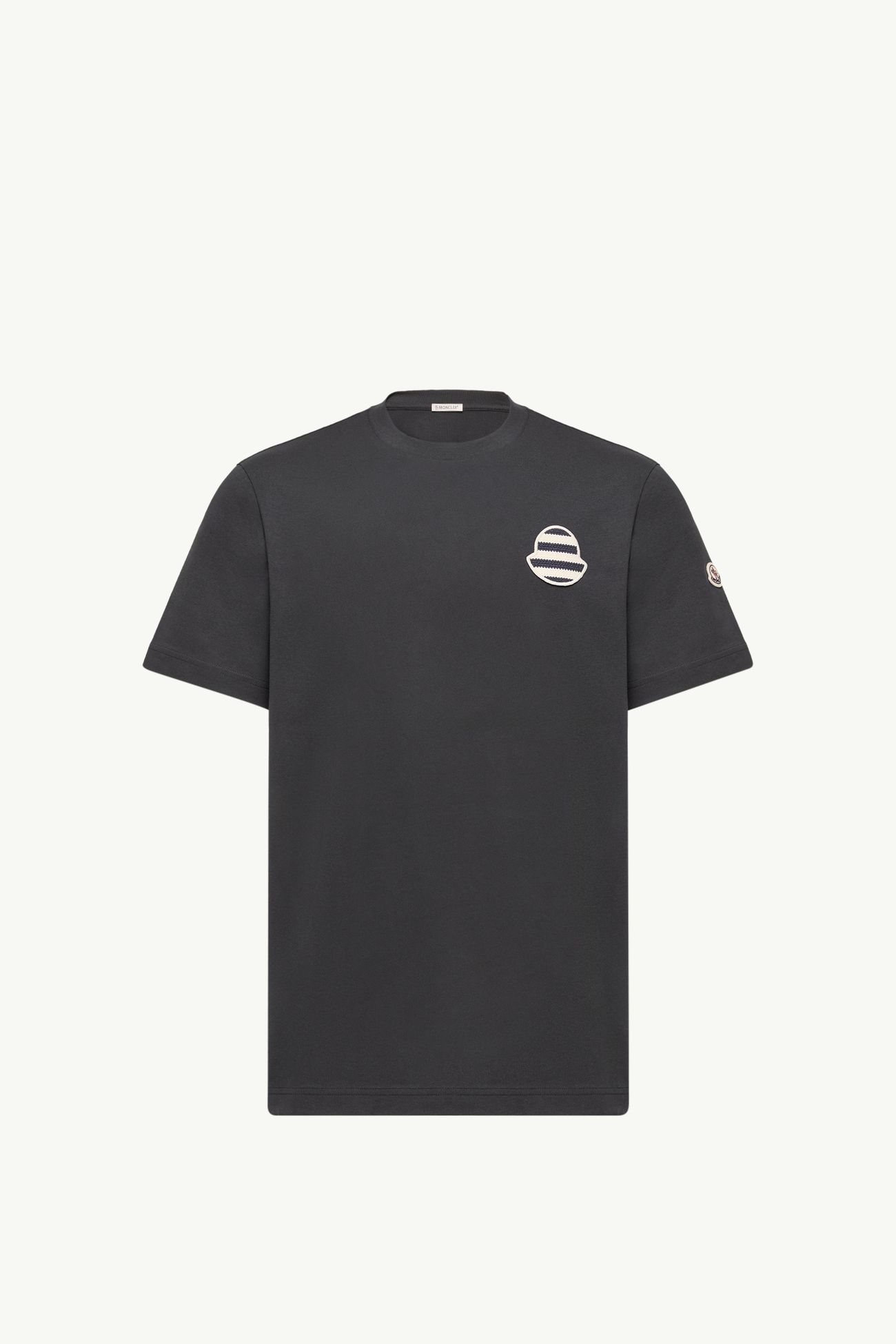 T-Shirt aus Baumwollmischung mit gestreiftem Logo Herren Navyblau Moncler 2