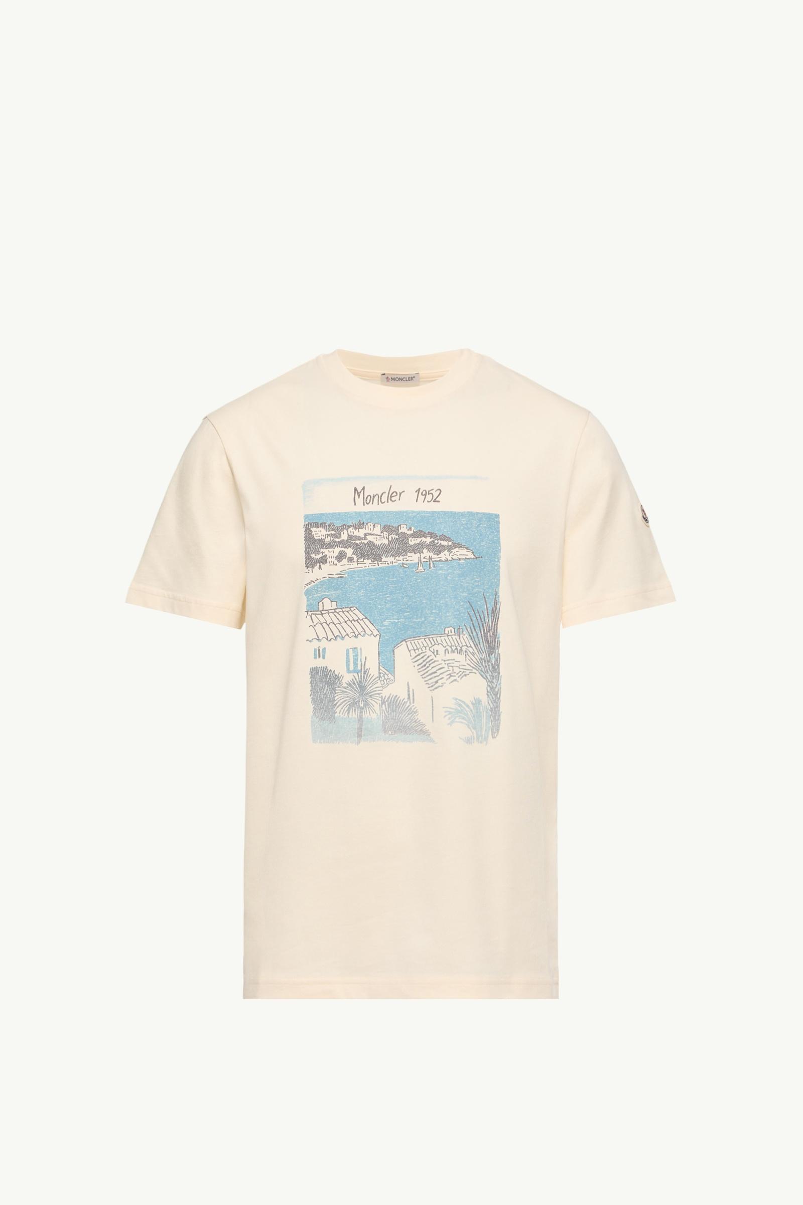 Seaside Print Cotton T-Shirt Men White Ivory Moncler, 1 of 0