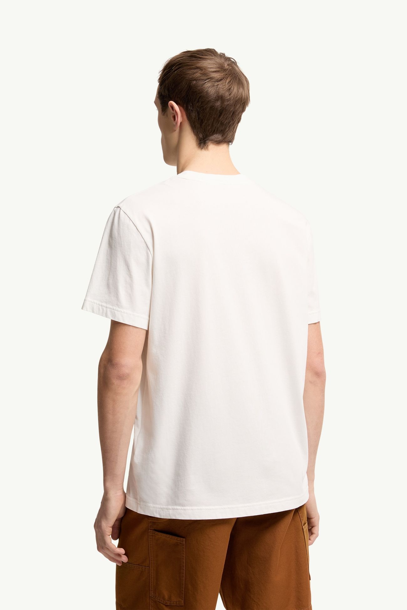 Camiseta de algodón con logotipo tricolor bordado Hombre Blanco Moncler 4