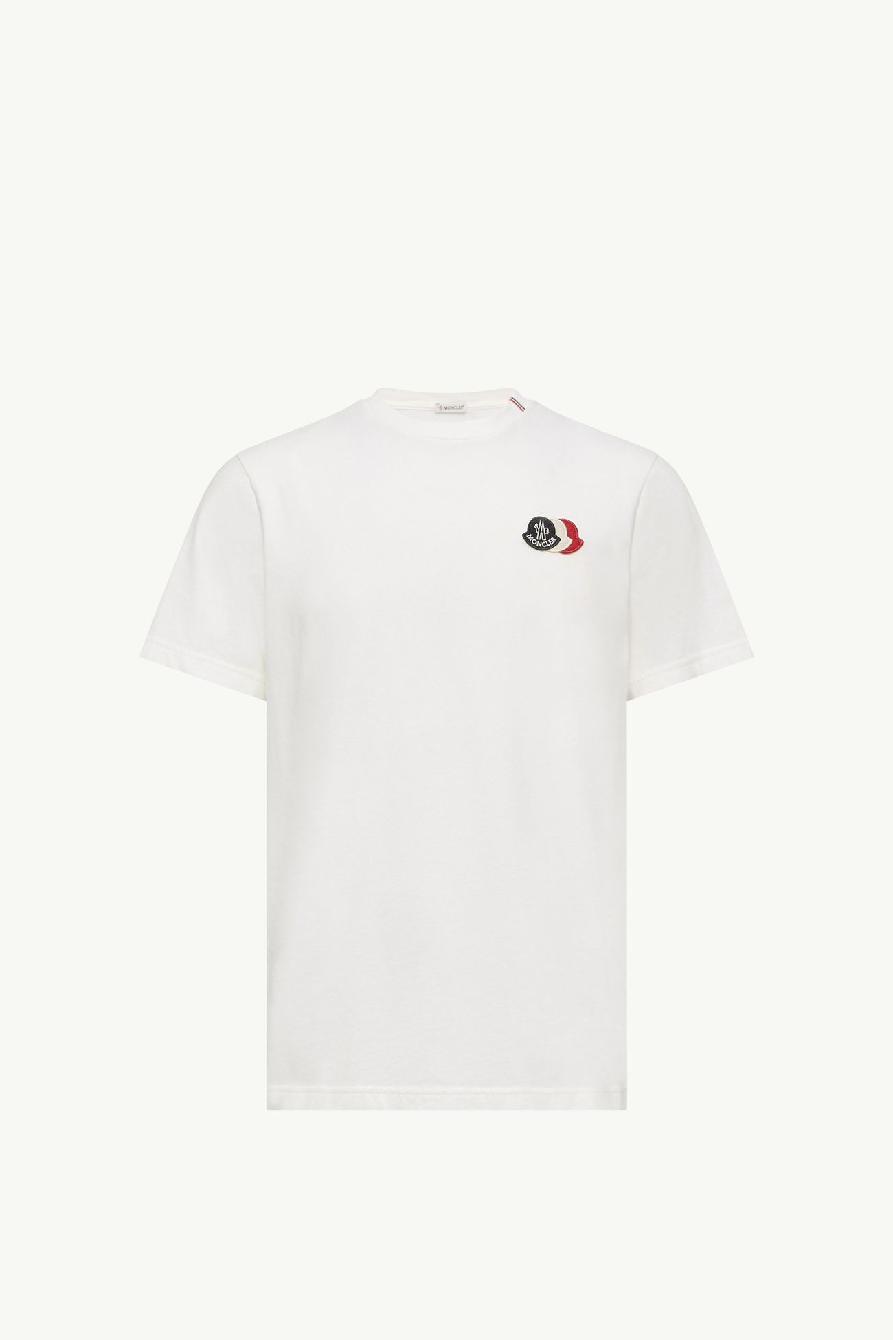 Camiseta de algodón con logotipo tricolor bordado Hombre Blanco Moncler 2